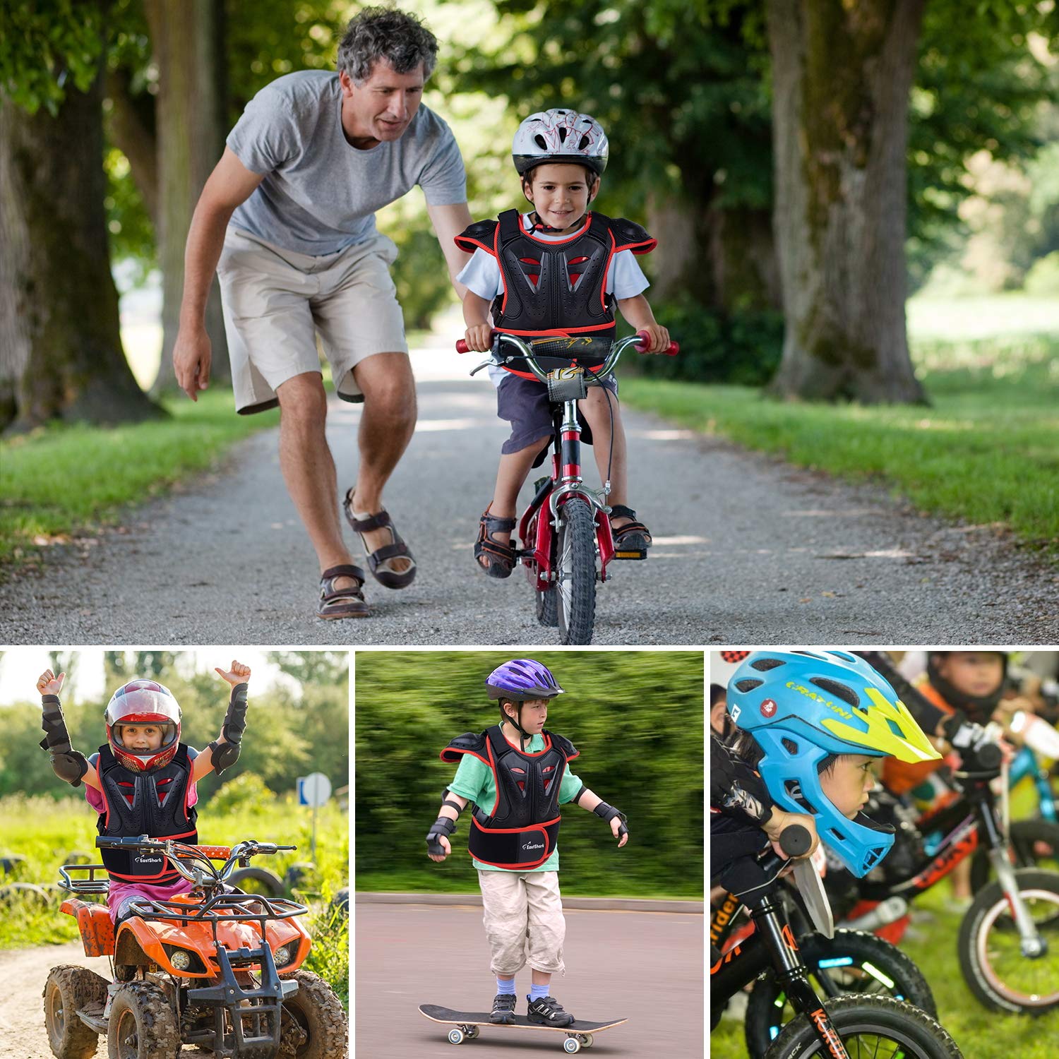 Seahouse Children Bicycle Motorcycle Armor Vest Back Protector Mens Armored Street Racing Jacket 1pc RANDOM bandana Red S — view 4