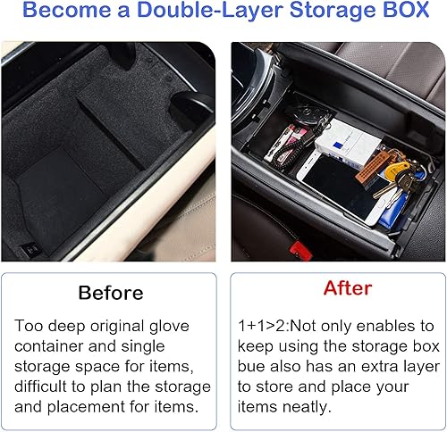 Miniatura 5 de TTCR-II Compatible con el organizador de consola central Mercedes Benz Clase C W205 2015-2021 (solo Sedan y Coupe), para bandeja organizadora de