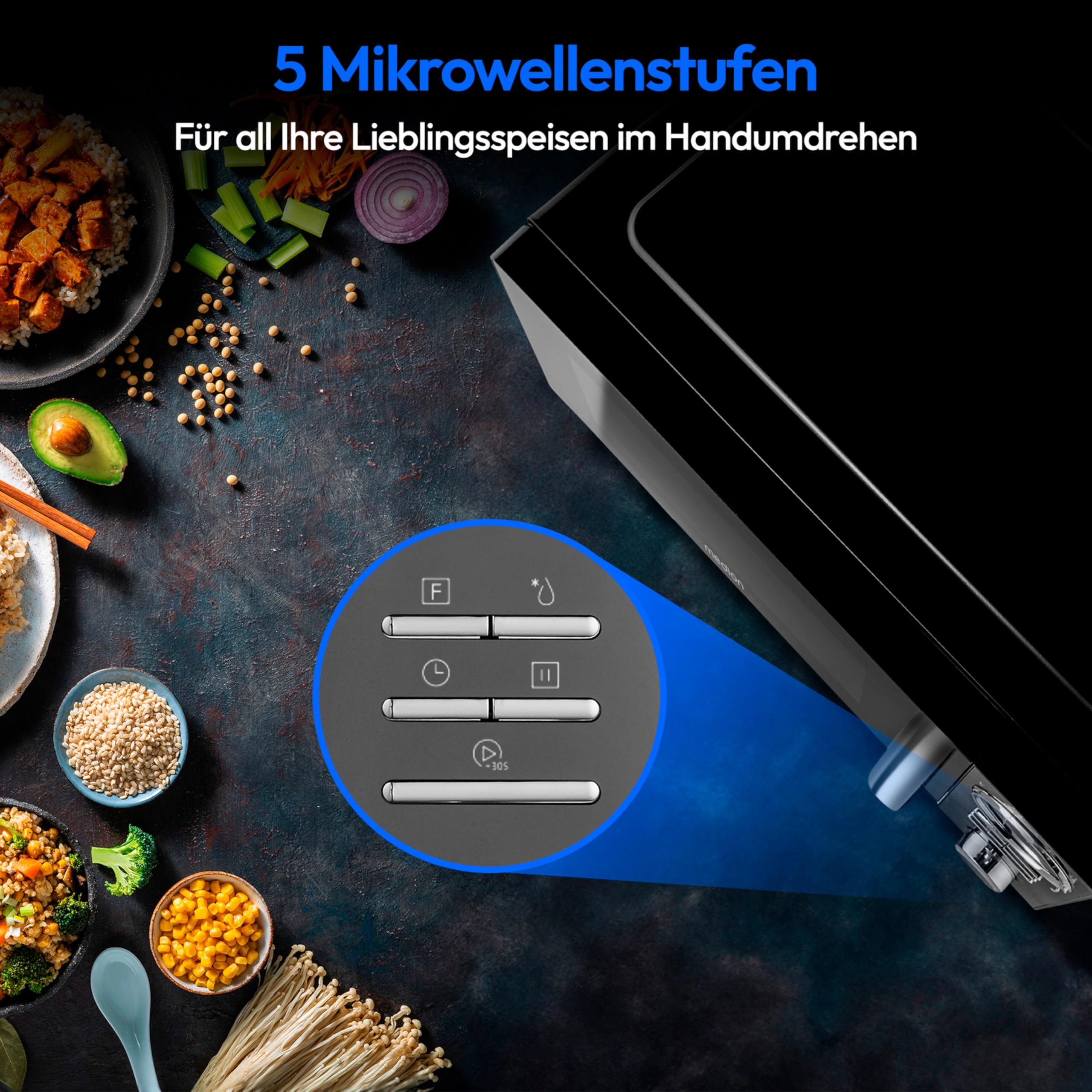 MEDION 3 in 1 Mikrowelle mit Grill und Heißluft Funktion (23 Liter, 900 Watt, 1.000 Watt Grill, 1.680 Watt Heißluft, 10 Automatikprogramme, Auftaufunktion, Display, MD11493) schwarz