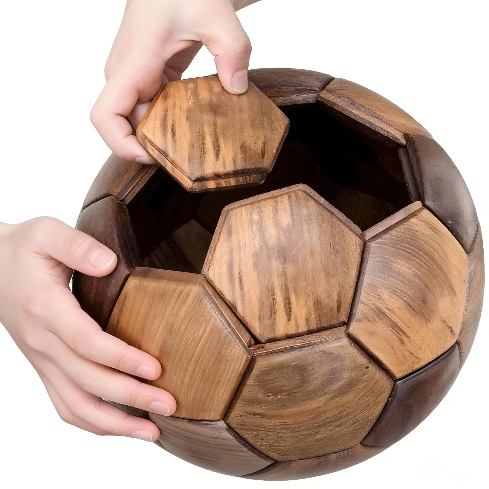 3D Wooden Soccer Building Block Set Puzzle,for World Cup Football 2026 Decorations,DIY Handmade 3D Educational Gift, World Cup Souvenirs, Luxury Home & The Office Decoration Ornaments (Walnut + Teak)