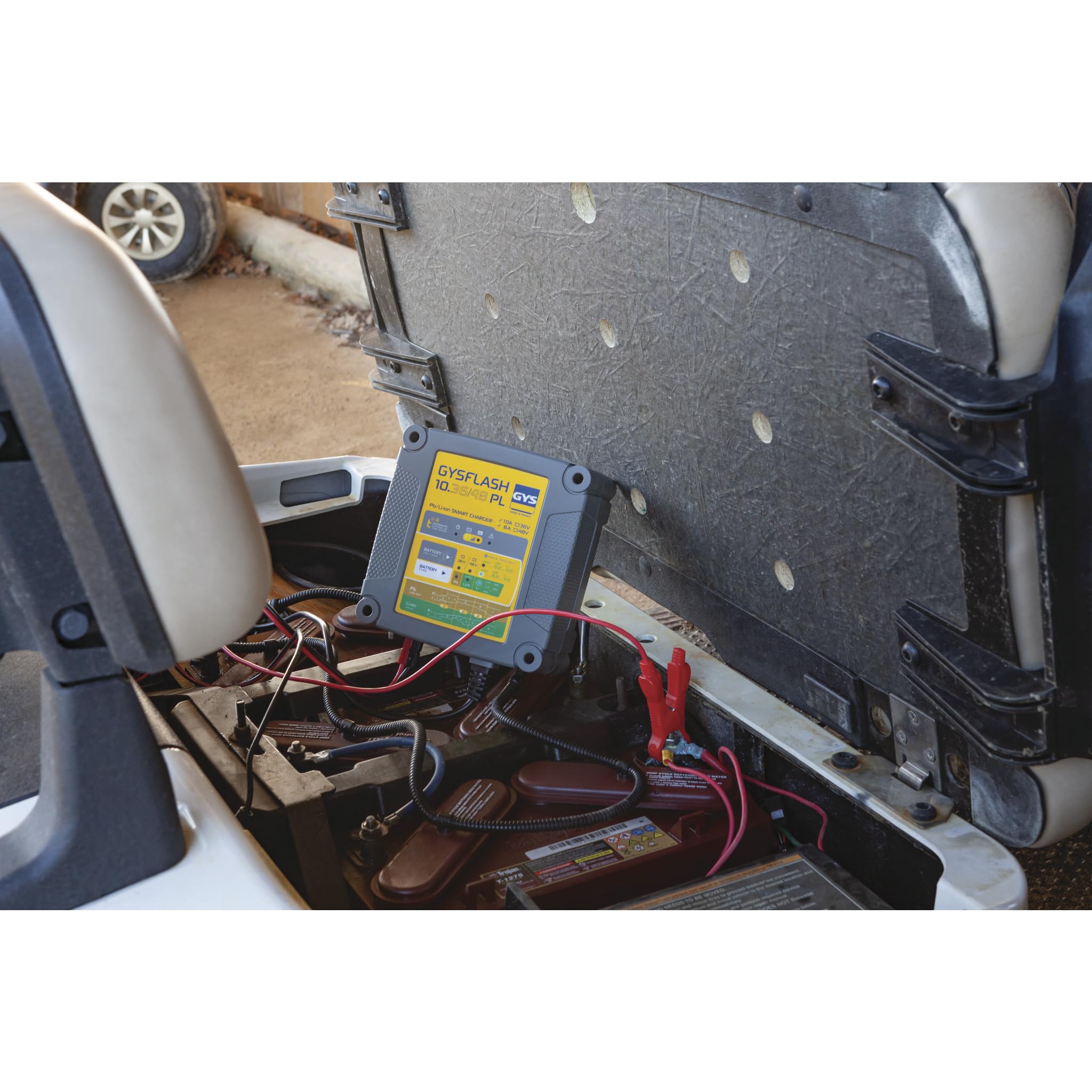 GYS, GYSFLASH 10.36/48 PL, Chargeur de Batterie Intelligent Plomb & Lithium (LiFePO4, Li-ION), 8A/10A, Véhicules 36V/48V (Vélo électrique, Voiturette Golf), Maintien de Charge Sécurisé, Désulfatation