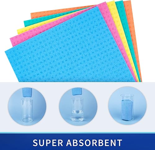 Miniatura 4 de MR.SIGA Paños de cocina reutilizables, paño de esponja de celulosa para cocina, paño de limpieza absorbente, paquete de 10, varios colores