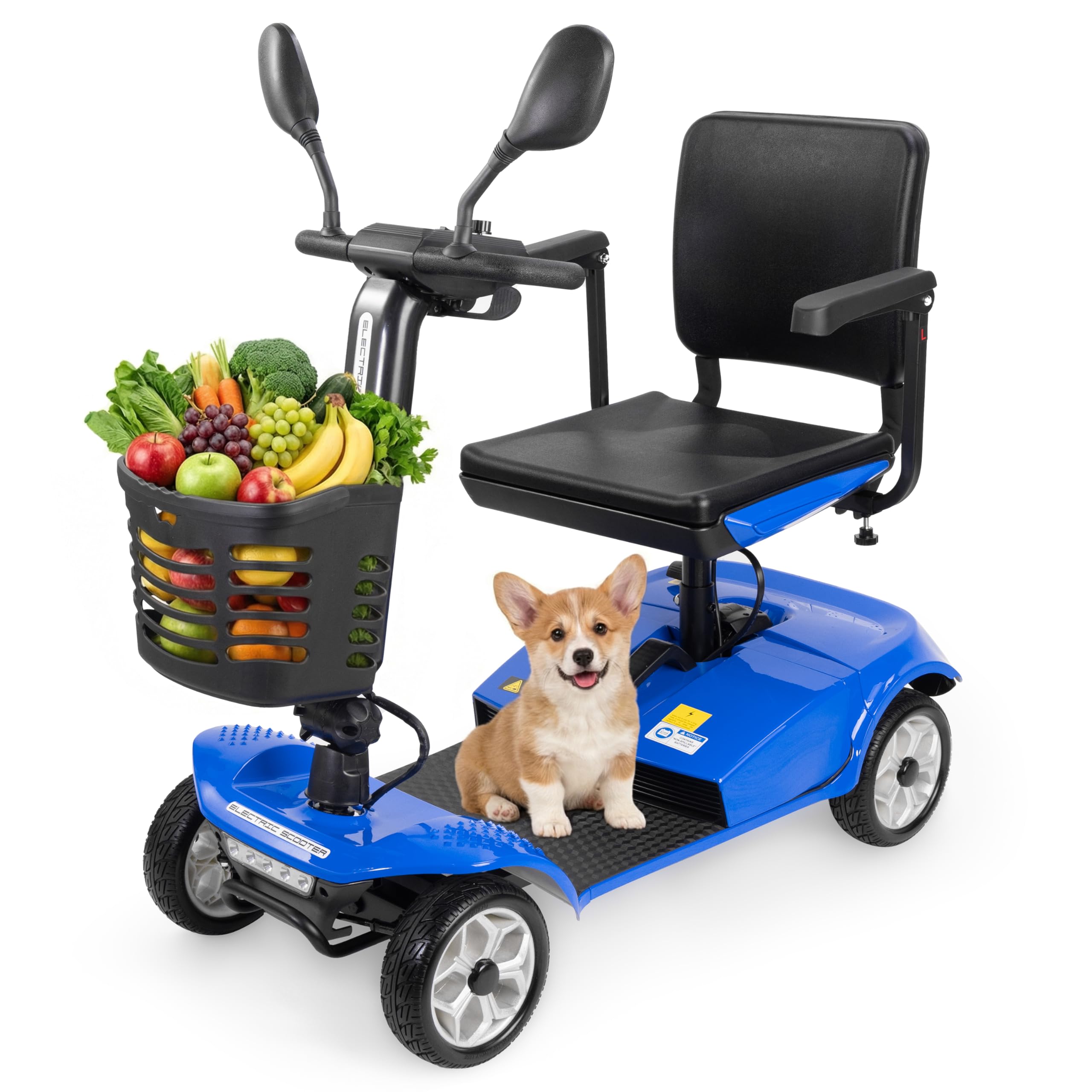 4 Wheel Heavy Duty Mobility Scooter 450 lb Capacity, Blue