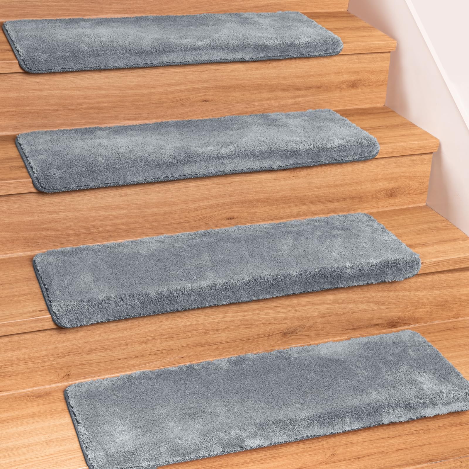 Spurtar Bullnose Carpet Stair Treads for Wooden Steps Indoor Ultra Plush Bullnose Carpet Stair Runner for Stairs Non Slip Stair Protectors for Steps