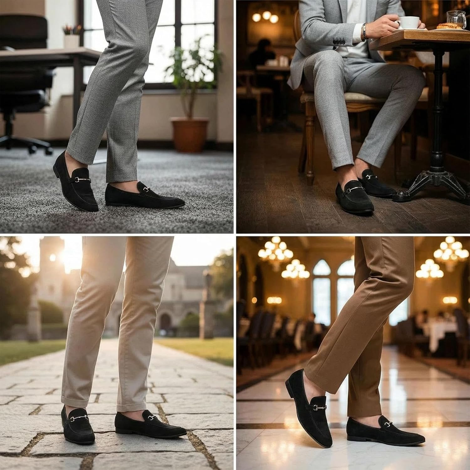 Men's Velvet Chunky Heel Penny Loafers with Metallic Embellishments Stylish Casual Smoking Shoes Round Toe Slip On Moccasin Dress Shoes for Business Formal Work - Image 7