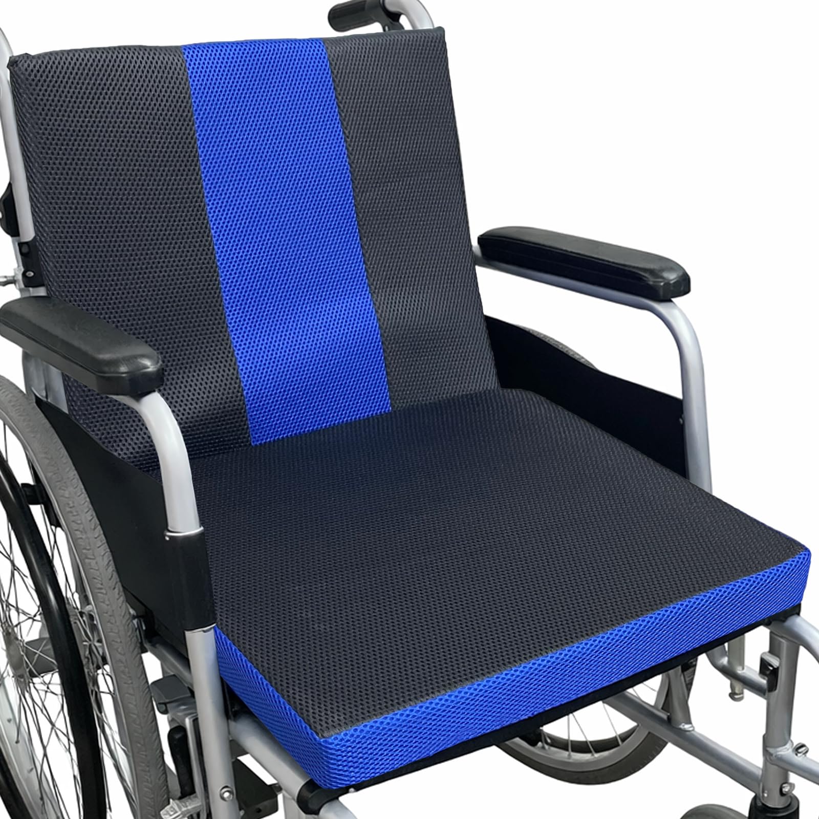 Murocea Blue Wheelchair Seat & Backrest Pad Cushion For Elderly Disabled Handicap Pressure Relief Accessories, 16"X18"