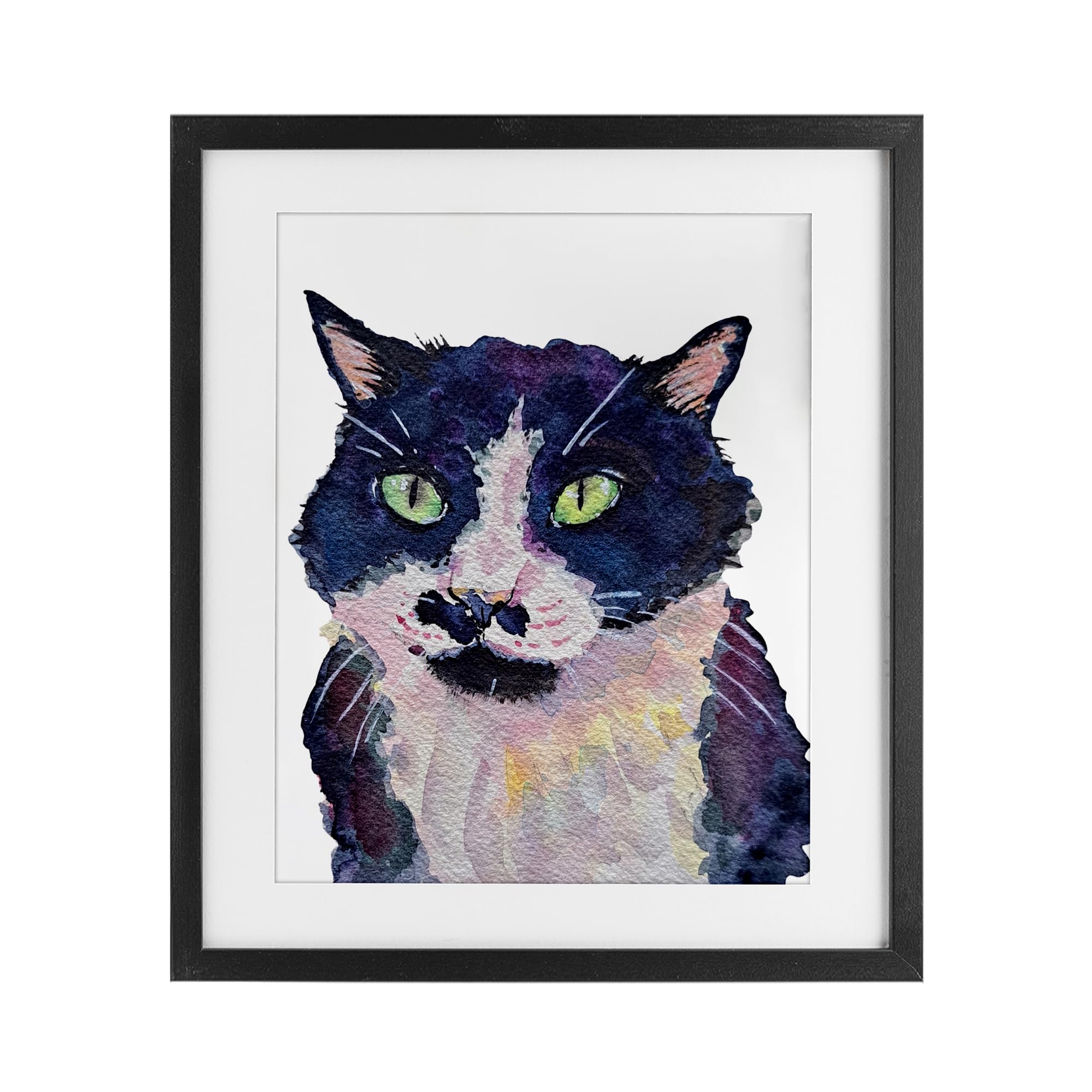 Peinture de chat smoking Stupell Industries cadre bouleau sous verre 40x33 cm
