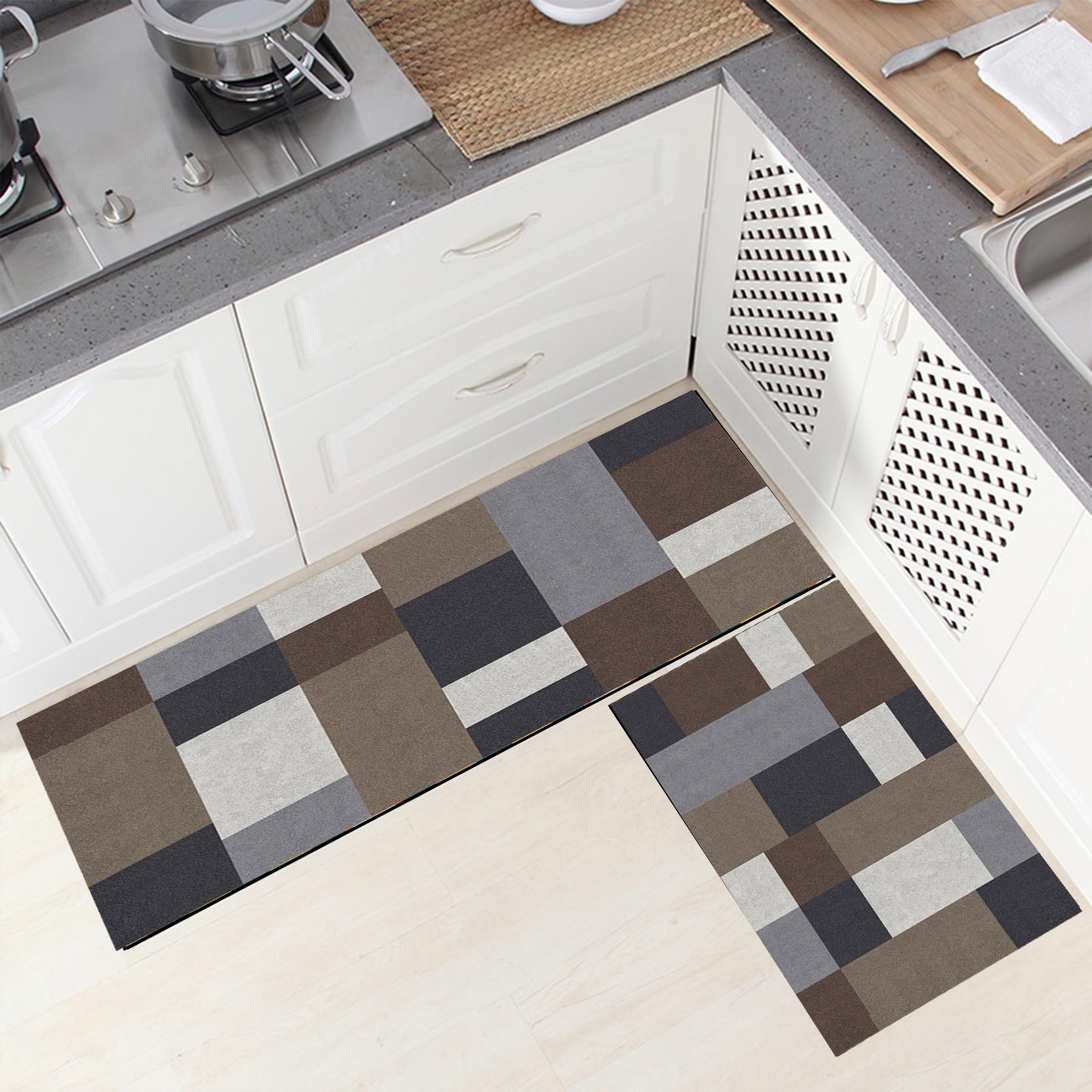 Tapis Salle De Bain 50 x 170 cm Antiderapant Long Tapis de Couloir Résistant et Lavable pour Cuisine, Salle à Manger, Buanderie, D