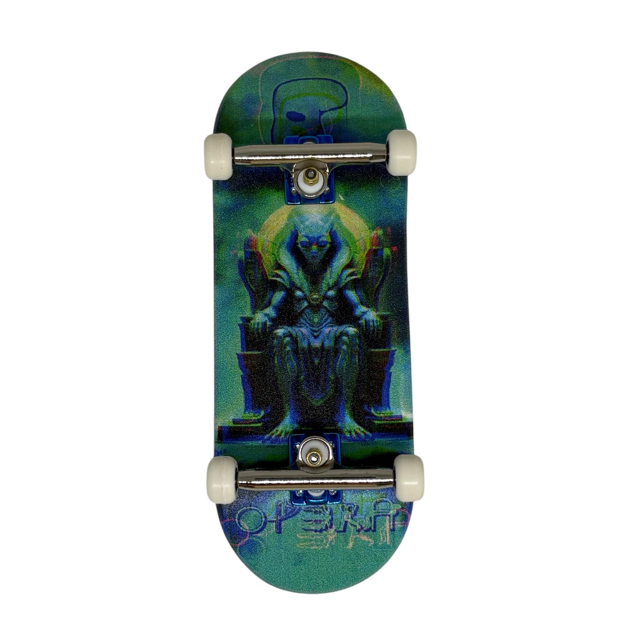LEEFAI Pro Fingerboard Set completo 34 x 96 mm, tavola in acero, truck 4.0, design con stampa UV, mini skateboard da dito - Op3ra V3-Alienation