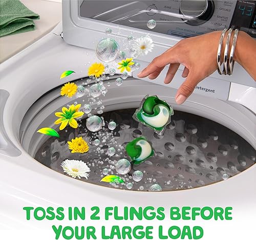 Vista 8 de Gain Flings! Jabón de detergente para ropa compatible con HE 60 unidades, aroma de larga duración, aroma original