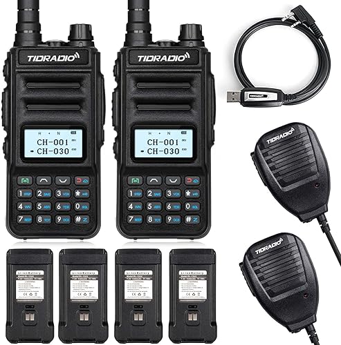 TIDRADIO Radio TD-H5 GMRS con 4 baterías de 1500 mAh, radio de mano GMRS de 5 vatios para adultos, capacidad de repetidor GMRS, radio bidireccional