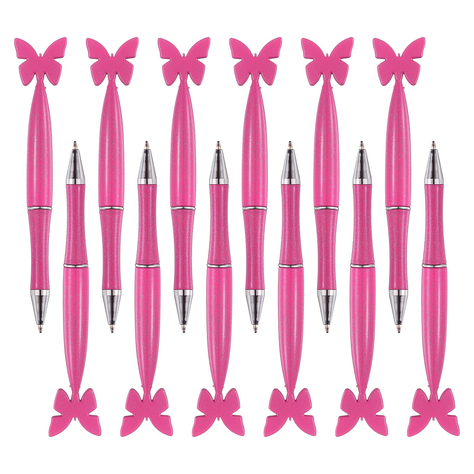 PATIKIL 12 Pcs Butterfly Ballpoint Pens, 1.0mm Tip Cute Twist Writing Pens Black Ink for Home Office Writing Supplies Valentine's Christmas Wedding Party Gifts, Pearlescent Red