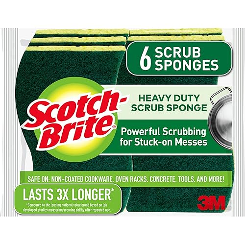 Scotch-Brite Heavy Duty Scrub Sponges, Sponges for Cleaning Kitchen and Household, Heavy Duty Sponges Safe for Non-Coated Cookware, 36 Scrubbing Sponges