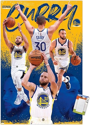 Trends International NBA Golden State Warriors - Póster de pared de Stephen Curry 22, 22.37 x 34.00 pulgadas, paquete de póster y montaje