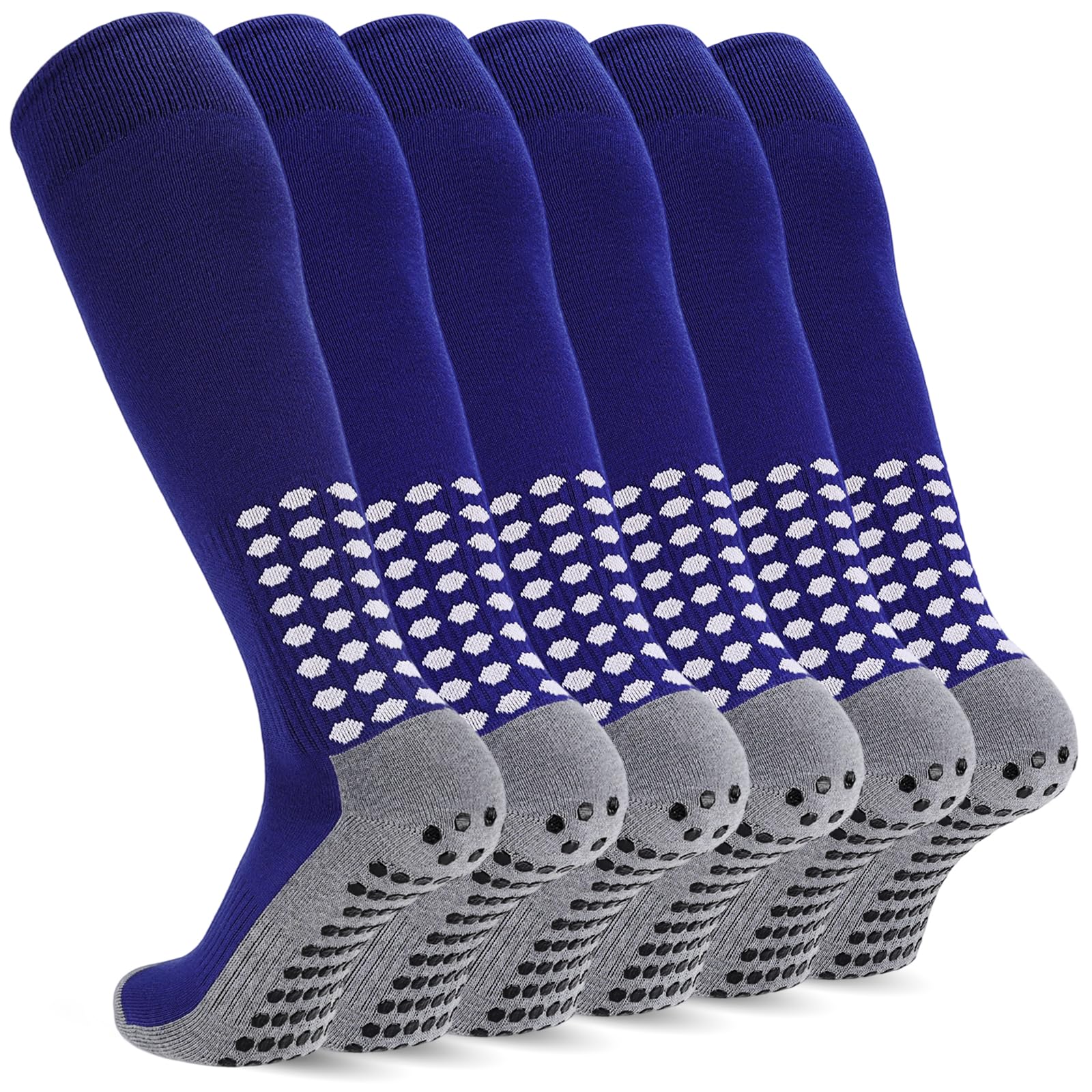3 Pairs Kids Youth Grip Soccer Socks, Non Slip Knee High Soccer Football Sport Socks for Boys Girls Age 8-17