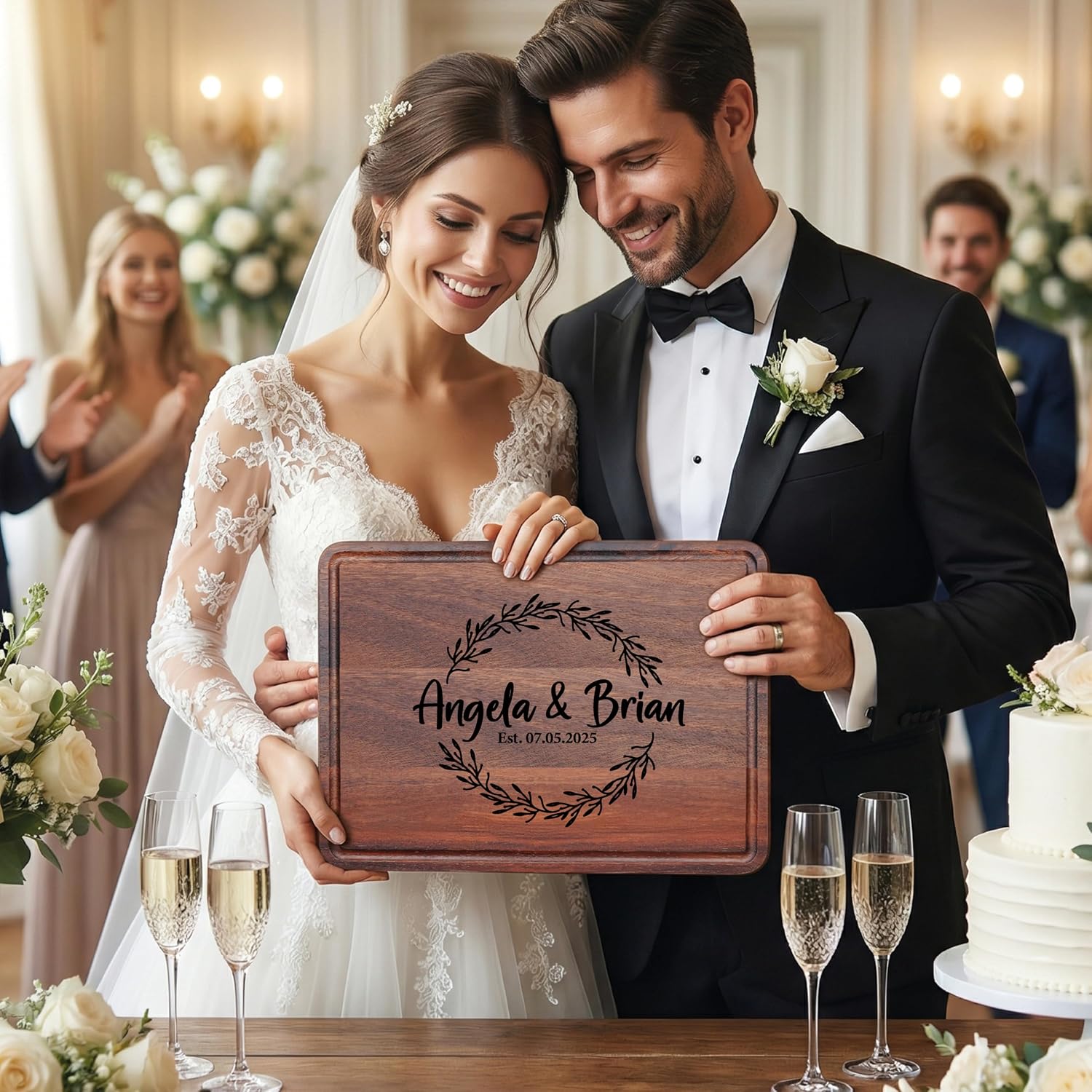 Custom Bamboo Cutting Board, Customized Christmas, Birthday Gift, Newly Named Wedding Gifts for Couples 2026, Housewarming Decor Gifts, Wedding Presents for Newlywed, Anniversary, Engagement Gift