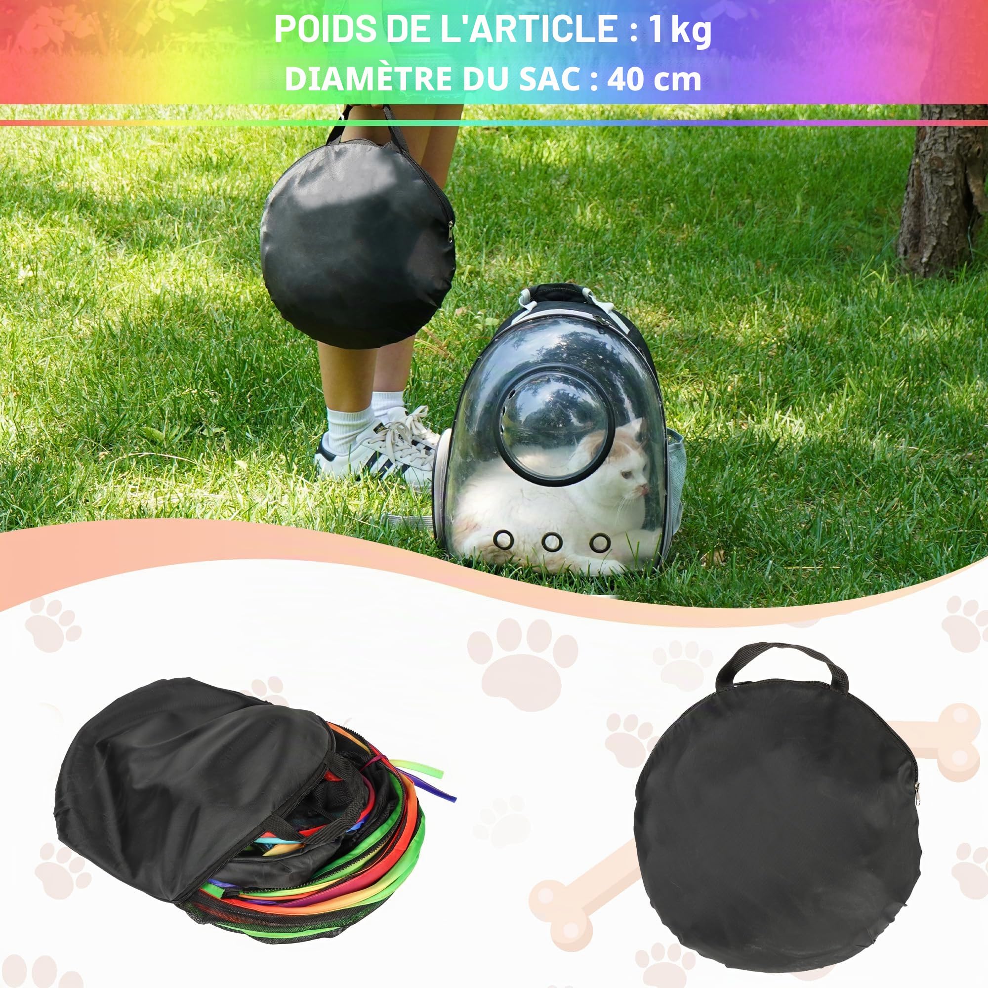 Tente pour chat extérieure 2 en 1 - Tunnel et enclos en plein air - Boîtier portable - Tunnel fermé - Petits chiens, lapins
