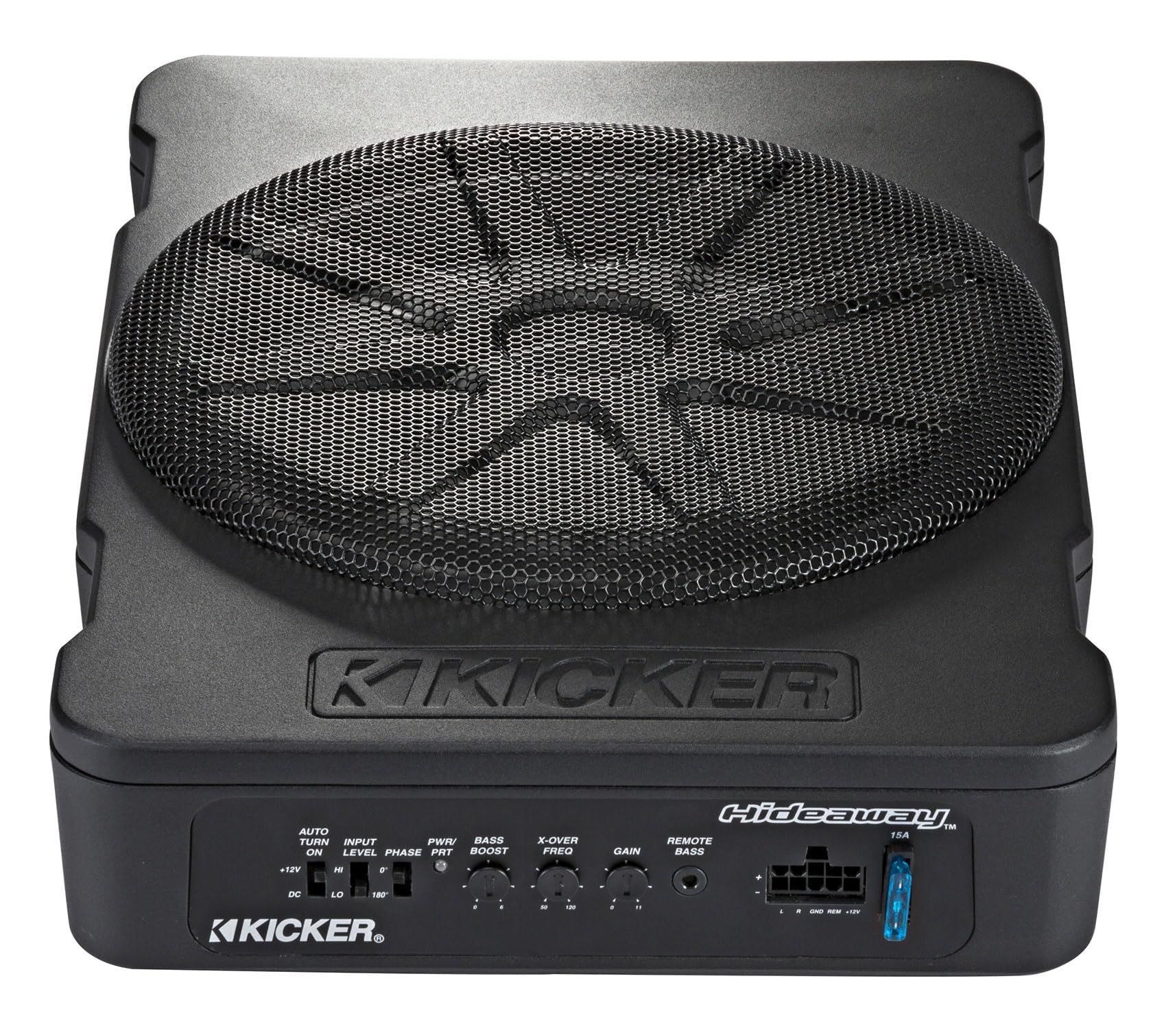 Audiosavings Bundle: Kicker 51HS10 Hideaway Under-Seat Powered Car Subwoofer Compact Sub HS10 Bundle with Rockville RWK81 8 Gauge Complete Amp Installation Wire Kit with Copper RCA (2 Items)