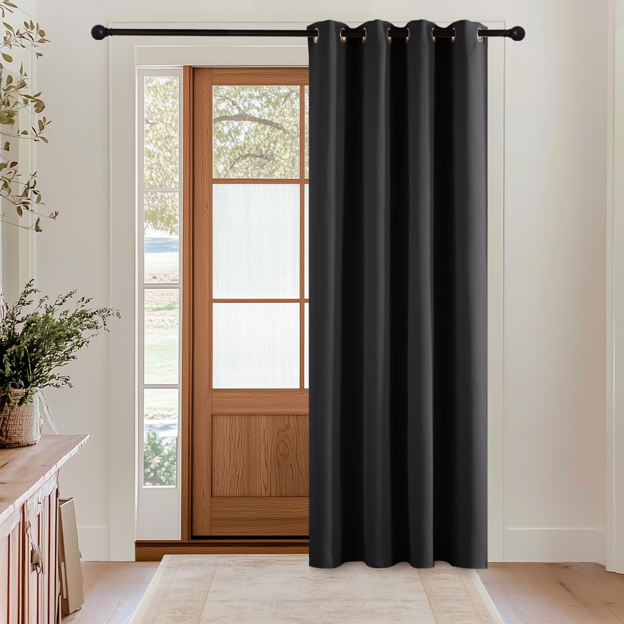 KGORGE Blickdichter Vorhang Modern 1 Stück Türvorhang Hitzeschutz Gardinen Für Balkontür Gardine Wohnzimmer Curtains Living Room Thermovorhang Tür Verdunklungsvorhänge mit Ösen