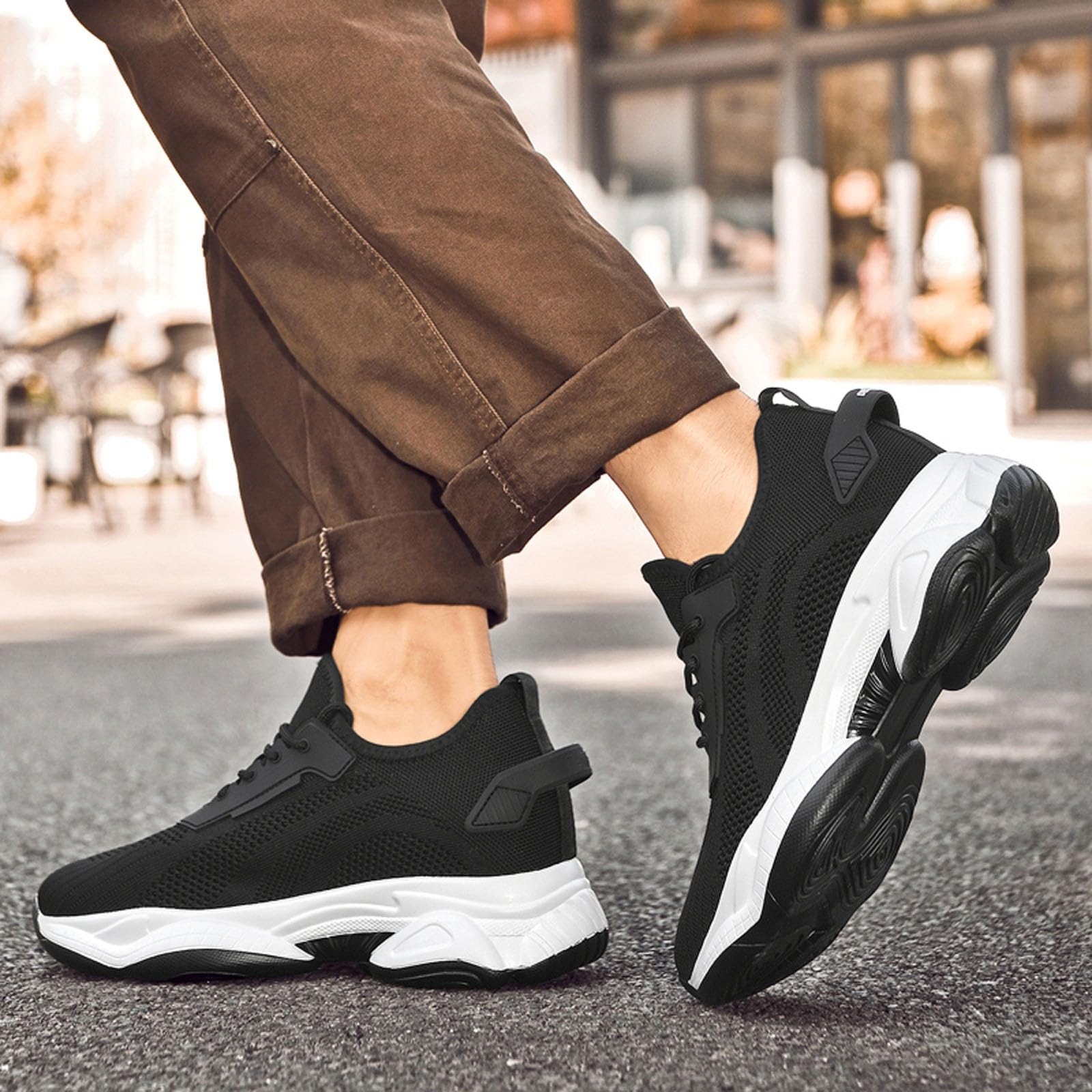 Elevate - Scarpe da uomo Elevator, regolabili in altezza, invisibili, con plateau, casual, in rete, traspiranti, per camminare