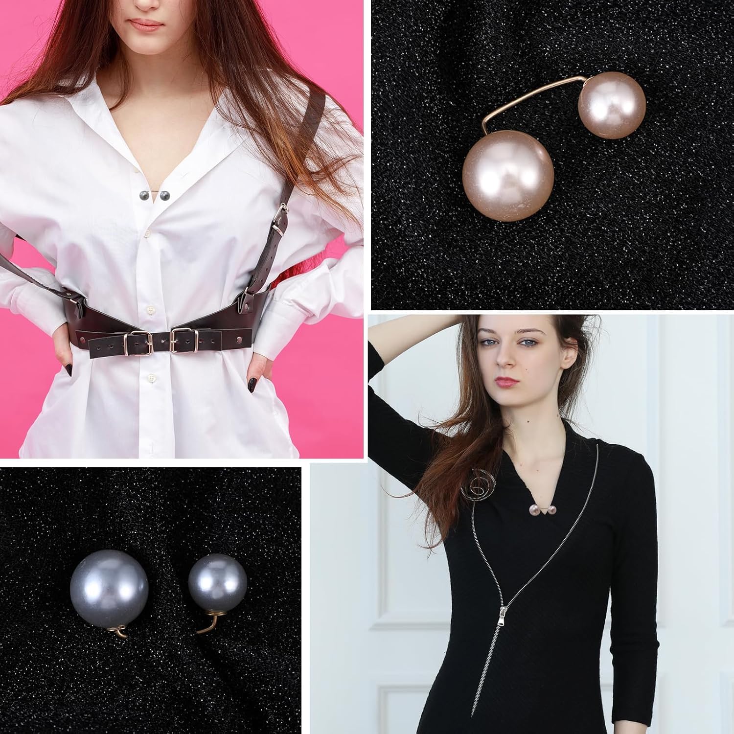 2 spille decorative per abbigliamento balia con strass spilla vintage grande cristallo finto metallo elegante clip per scialle gonne maglione sciarpa risvolto