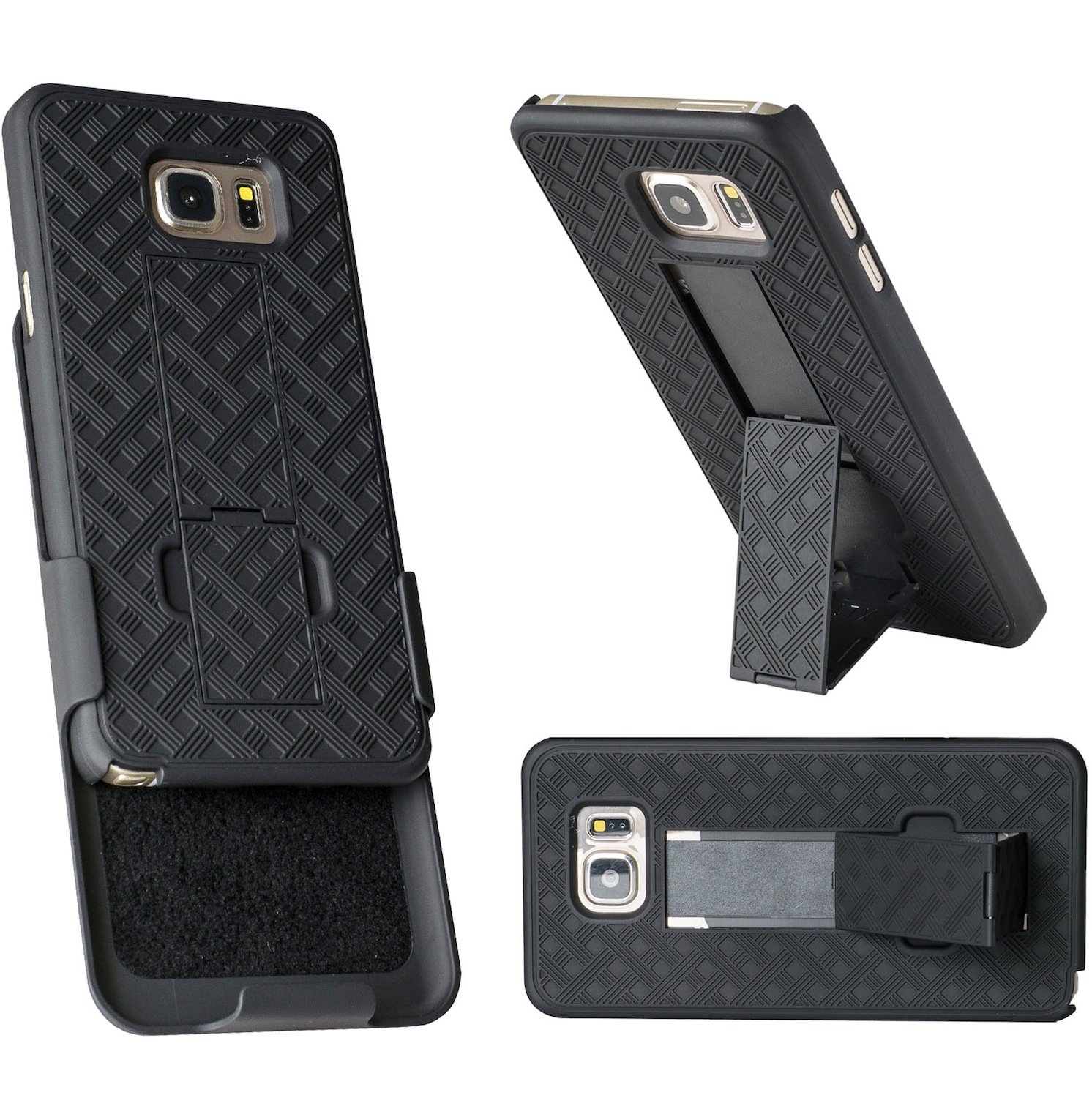 Note 5 Holster, WizGear Shell Holster Combo Case for Samsung Galaxy Note 5 with Kick-Stand & Belt Clip - Fits At&t, Verizon, T-Mobile & Sprint - Black