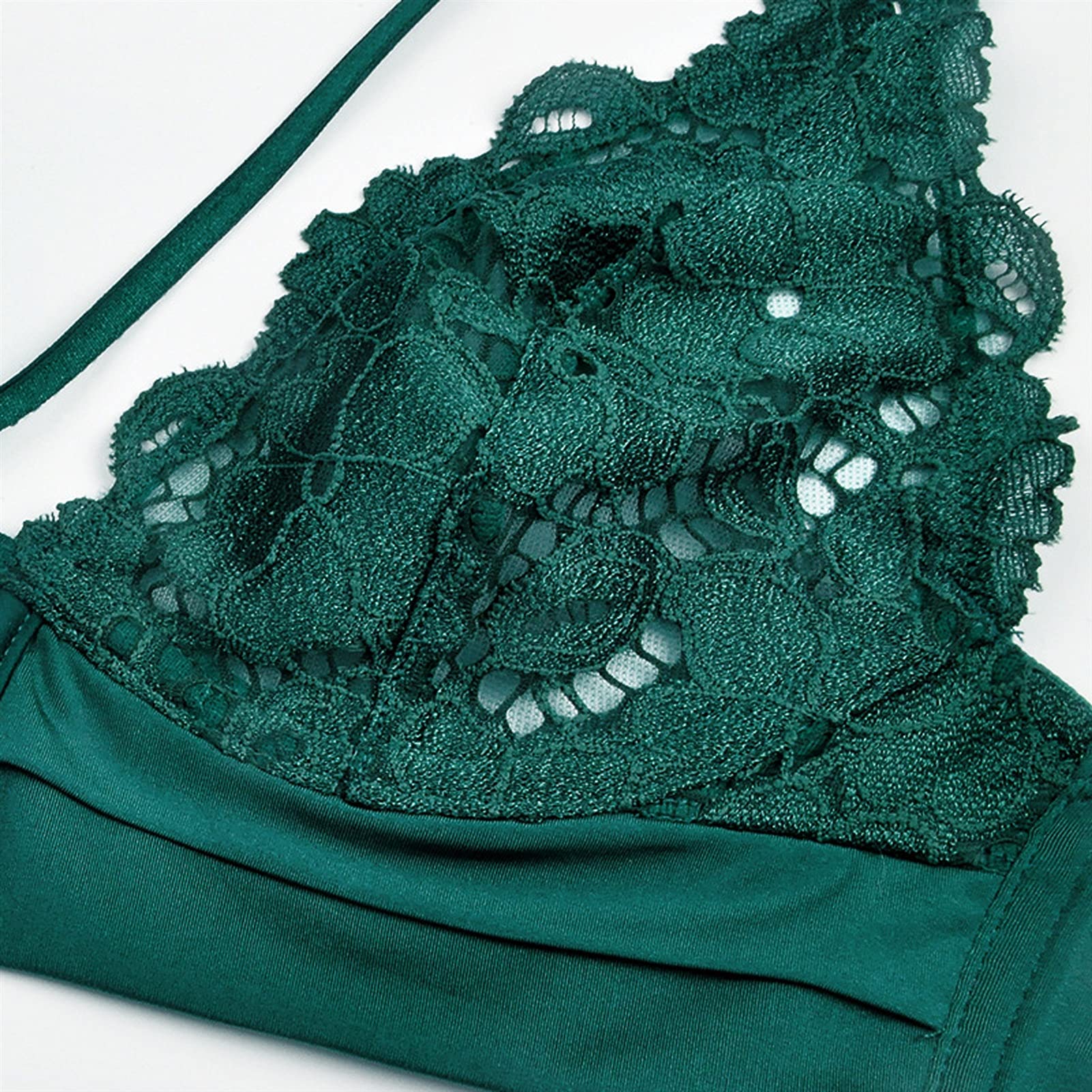 Conjunto de sujetador y bragas para mujer, sexy y ultrafino sin alambre, estilo clásico, bralette y tanga (color: verde, tamaño: 70 C)