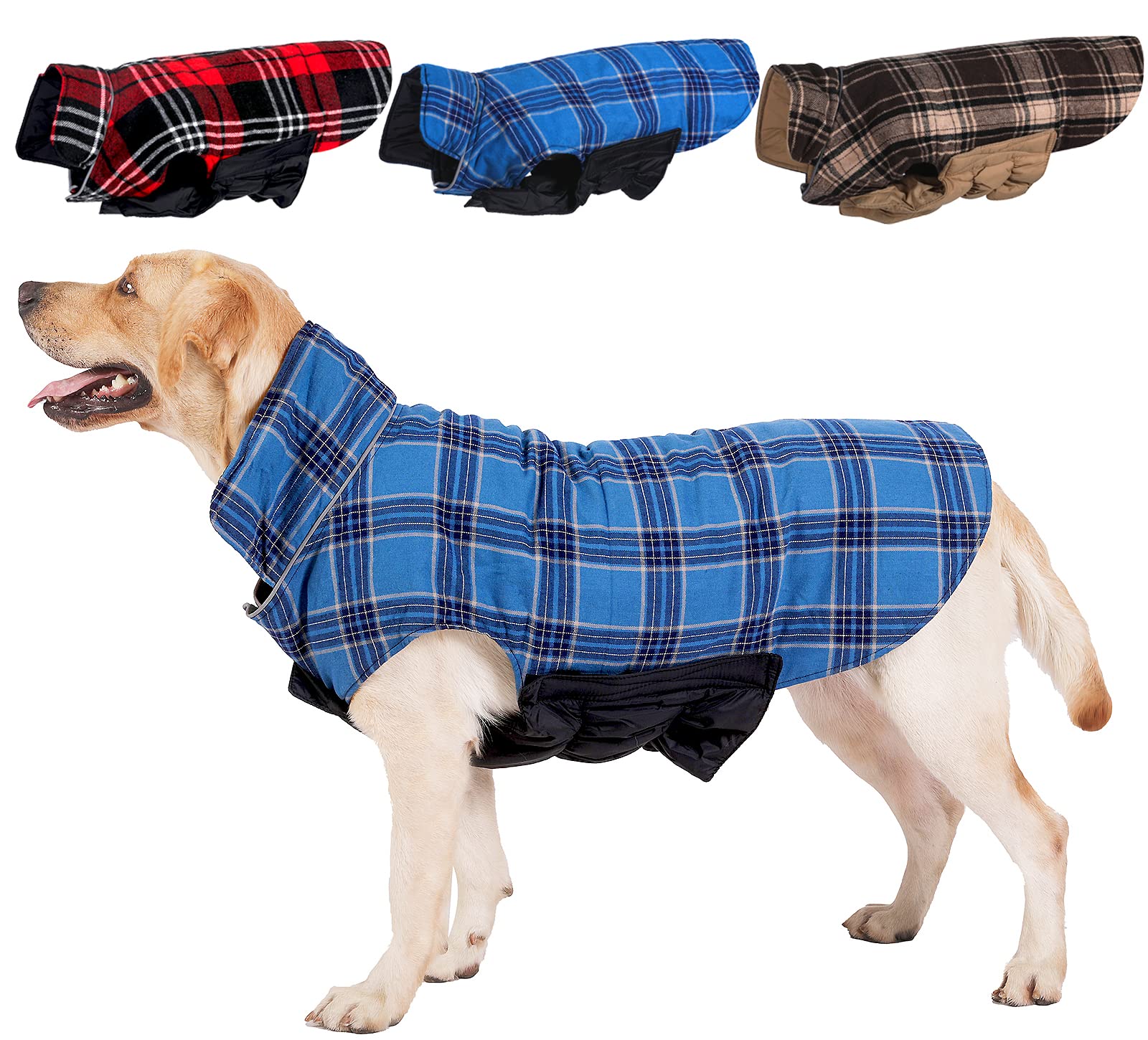 Uadonile Dog Coat British Style Plaid Christmas Jackets, Windproof