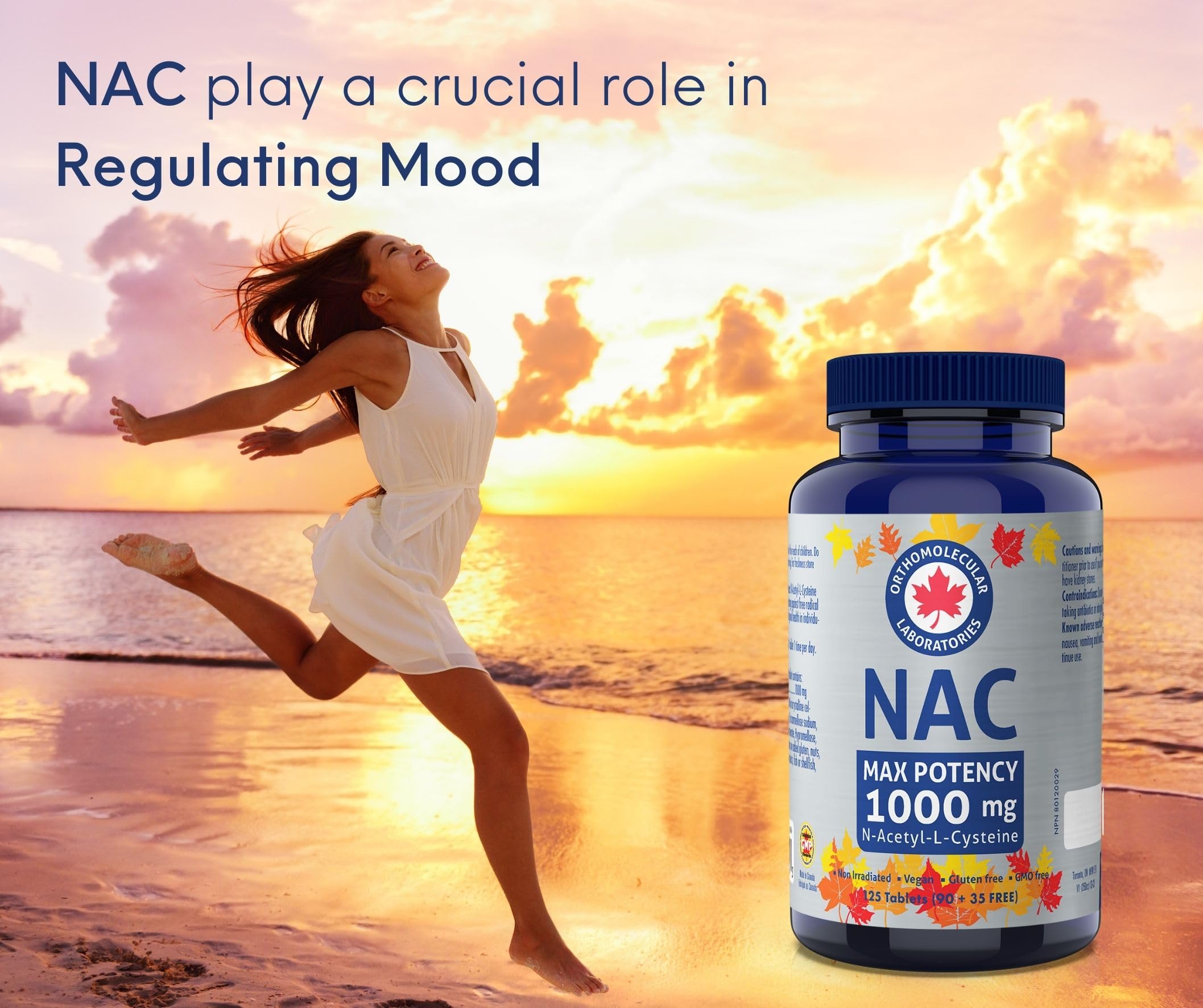 NAC 1000mg - N-Acetyl-L-Cysteine Bonus Size 125 Tablets (90+35