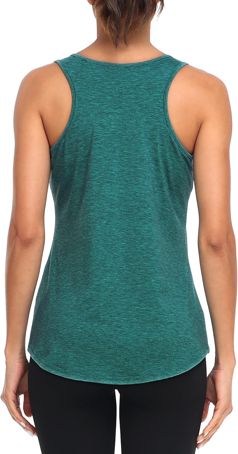 Cestyle Womens Yoga Workout Tank Tops with Built in Shelf Bras Summer Loose Fit Racerback Tank Top - Image 3