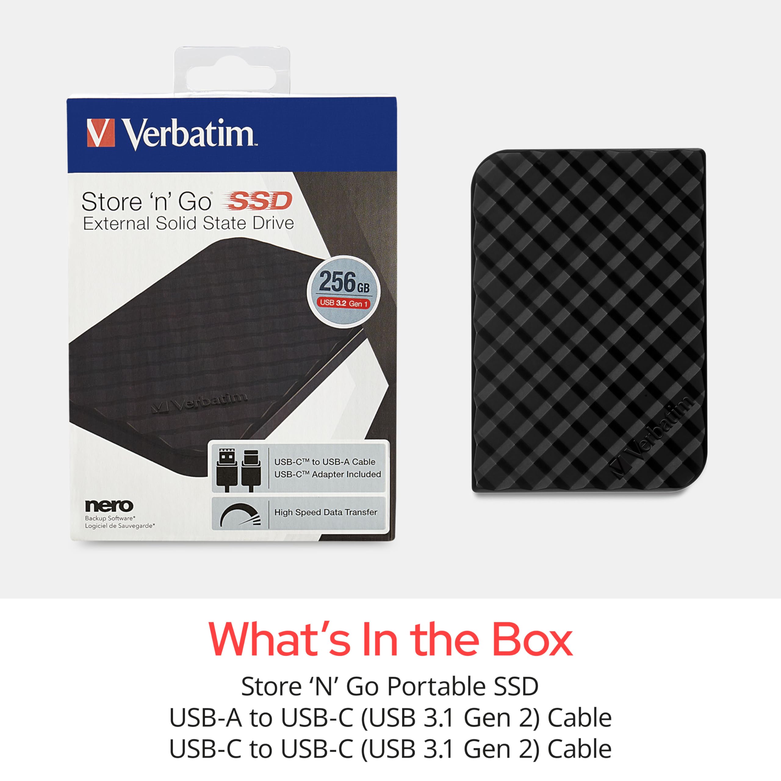 Amazon.com: Verbatim 256GB Portable SSD External Hard Drive Store