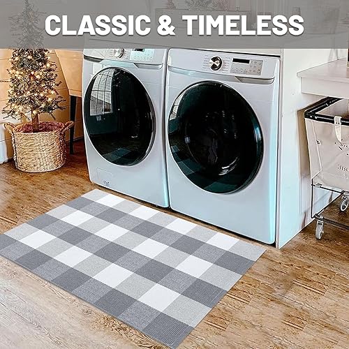 Miniatura 116 de IOHOUZE - Tapete a cuadros estilo búfalo de 5 x 8 pies para interiores y exteriores, lavable, para sala, tapete de bienvenida primavera-verano