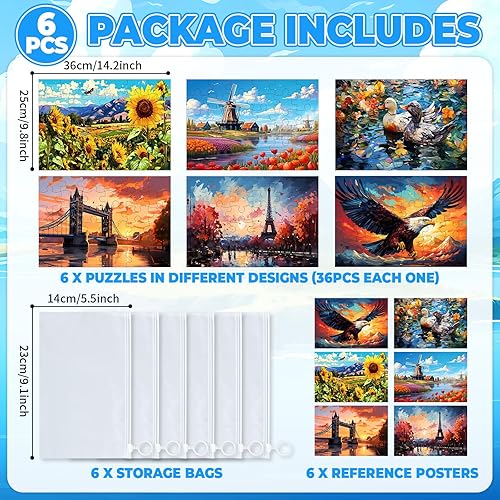 Miniatura 2 de Paquete de 6 rompecabezas grandes de 36 piezas para personas mayores, productos fáciles de demencia, Alzheimer, actividades de demencia, juego de