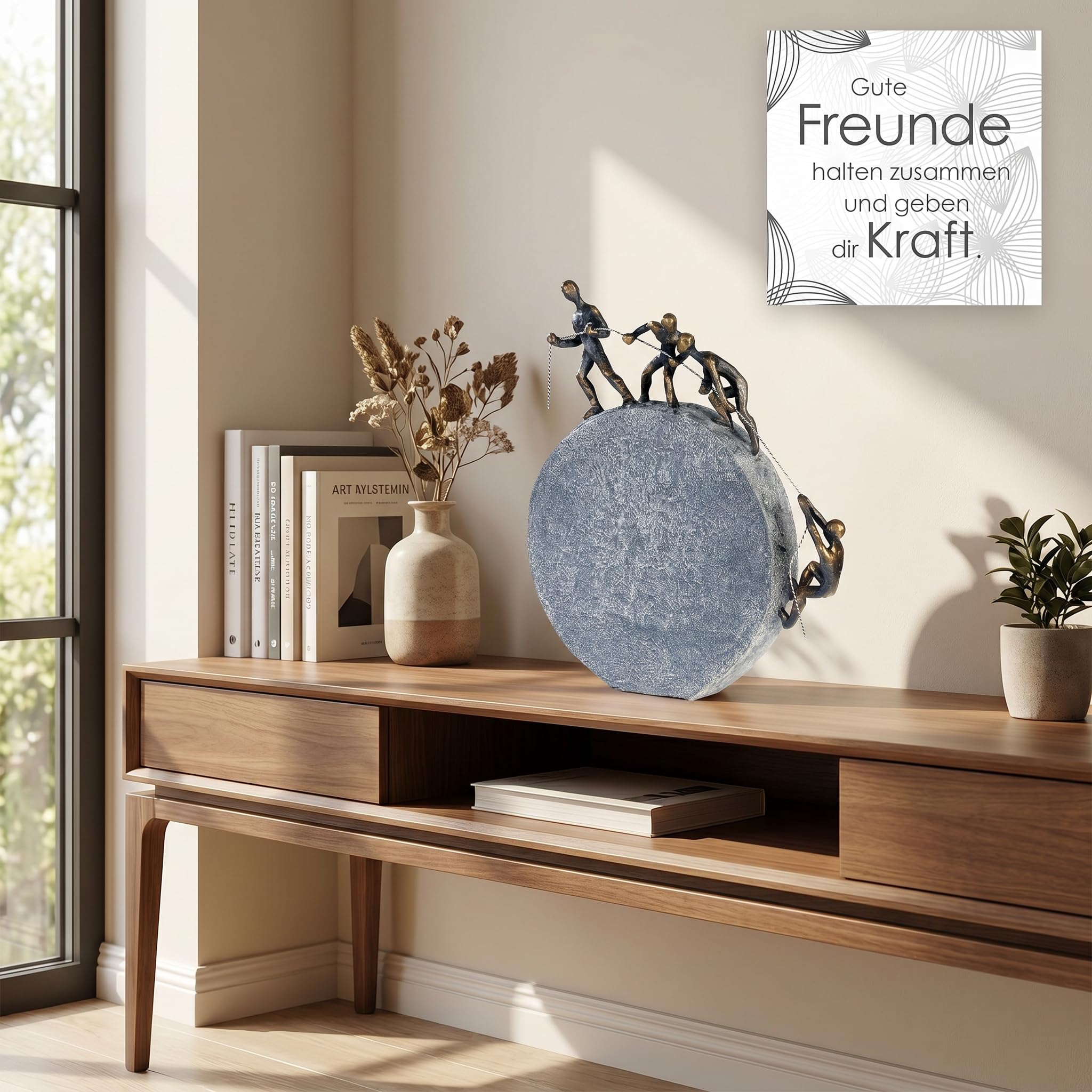 Casablanca Skulptur Lifting, Deko Figur Bronze, Grau, Kunstharz Statue Wohnzimmer, Büro Dekoration H. 35 cm x B. 29 cm - Moderne Skulpturen, Klettern, Bergsteigen