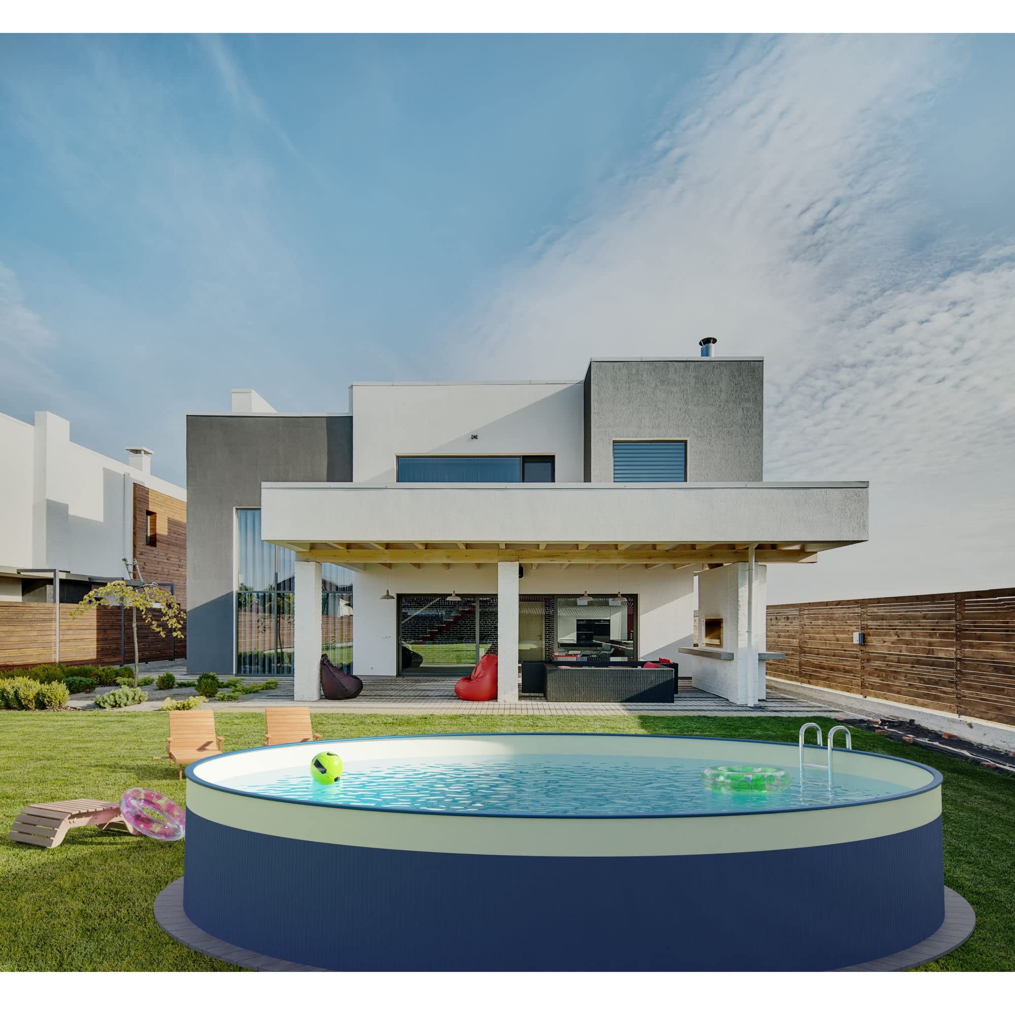 Planet Pool Okrągły basen ze stali nierdzewnej, rozmiar do wyboru, głębokość 90 cm, stal 0,3 mm, antracyt, blacha piaskowa 0,2 mm, nakładka 350 x 90