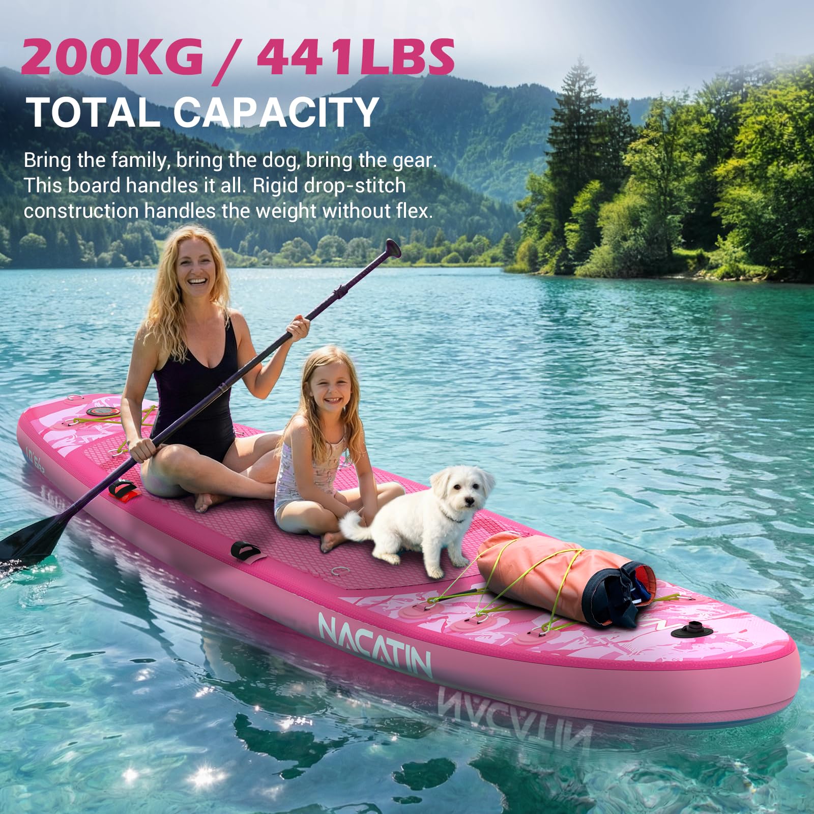 NACATIN Tavola gonfiabile per paddle (rosa)