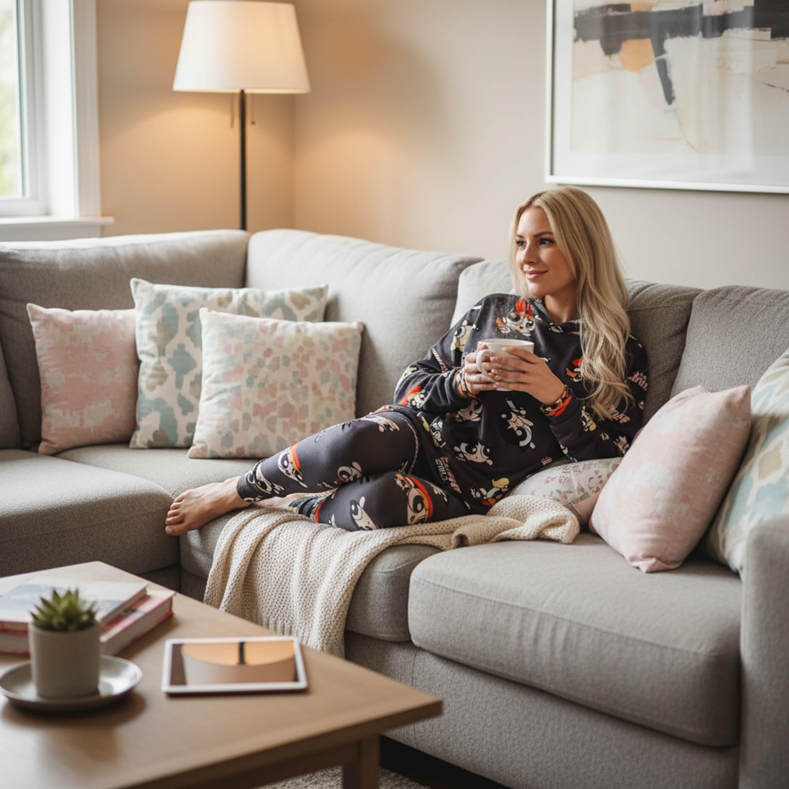 Atomówki Grafitowy komplet damski HOMEWEAR, CIEPŁA bluza z kapturem i legginsy, wygodny dres po domu (DE/NL/SE/PL, Numeryczny, 40, Regularny, Regularny)