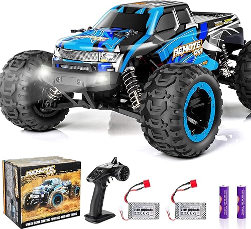 PHYWESS Coche de control remoto para niños de 24 GHZ coche de carreras de alta velocidad camiones RC 116 4x4 todoterreno con faros auto de juguete