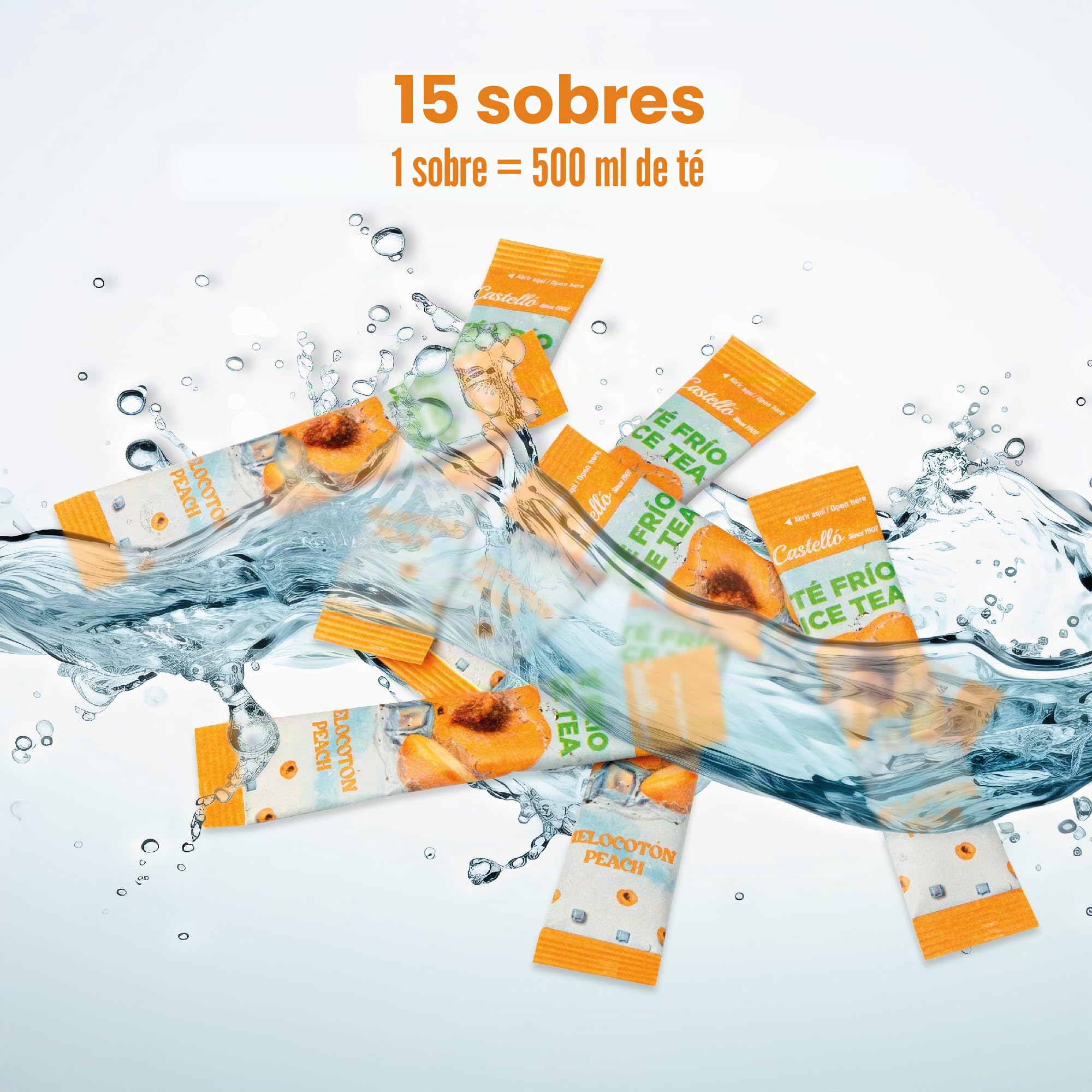 Castello Té Frío Zero Instantáneo Melocotón 15 Sobres 0 Calorías 0 Azúcar