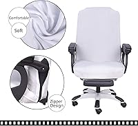 Vista 4 de SARAFLORA - Fundas elásticas y lavables para sillas de computadora en oficina, para silla giratoria universal, tamaño mediano, color blanco