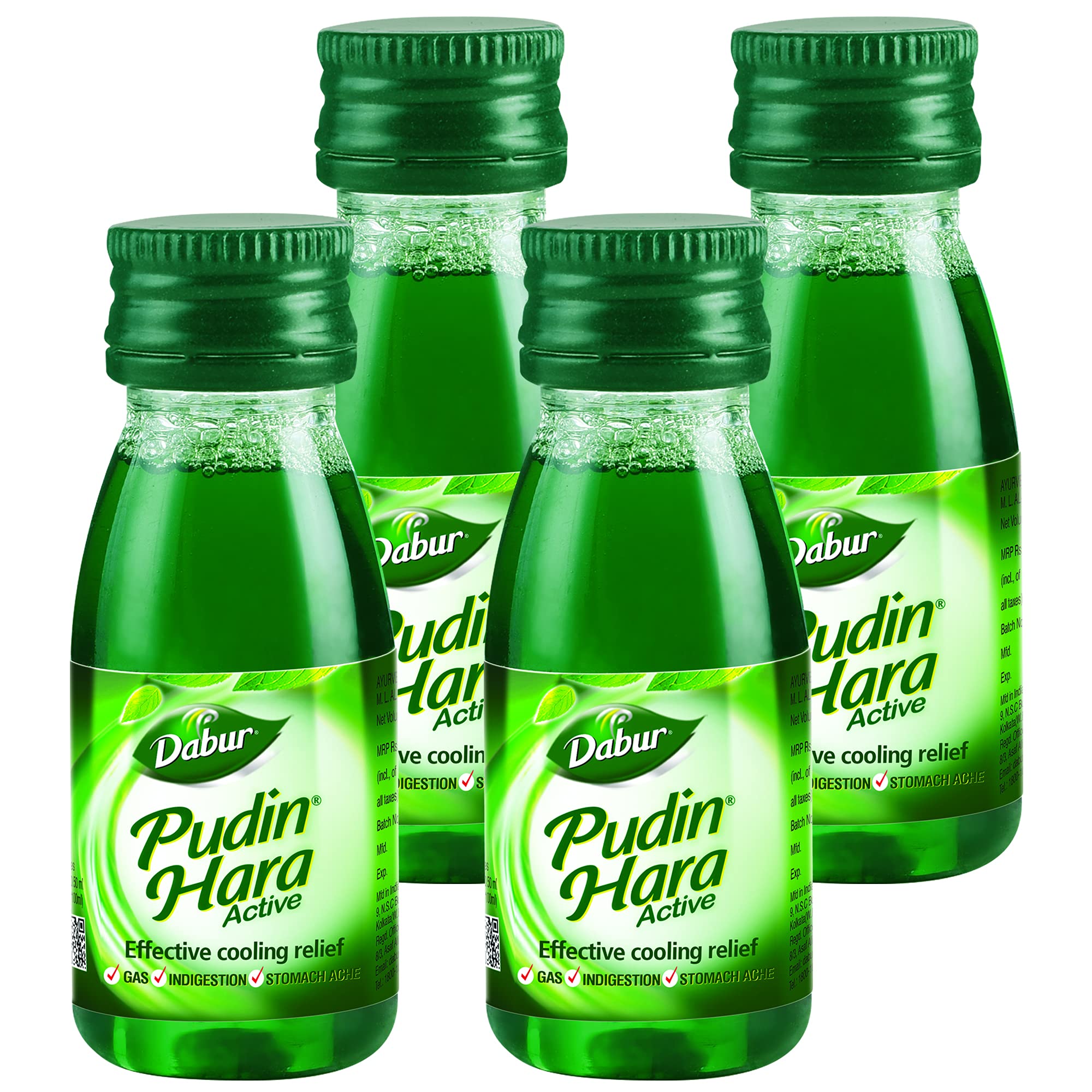 DABUR Pudin Hara Active 30ml (Pack of 4), Green