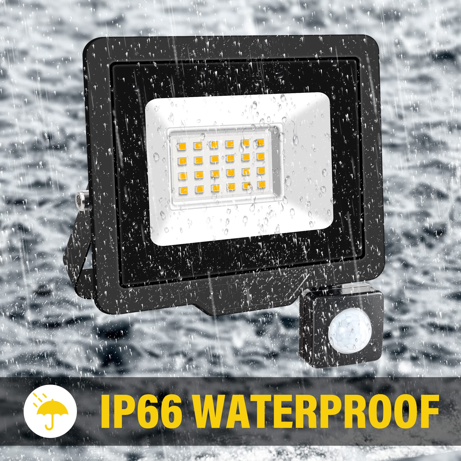 Faro LED Esterno 20W Con Sensore - IP65, 2000LM, Impermeabile, Per Giardino - Foto 8