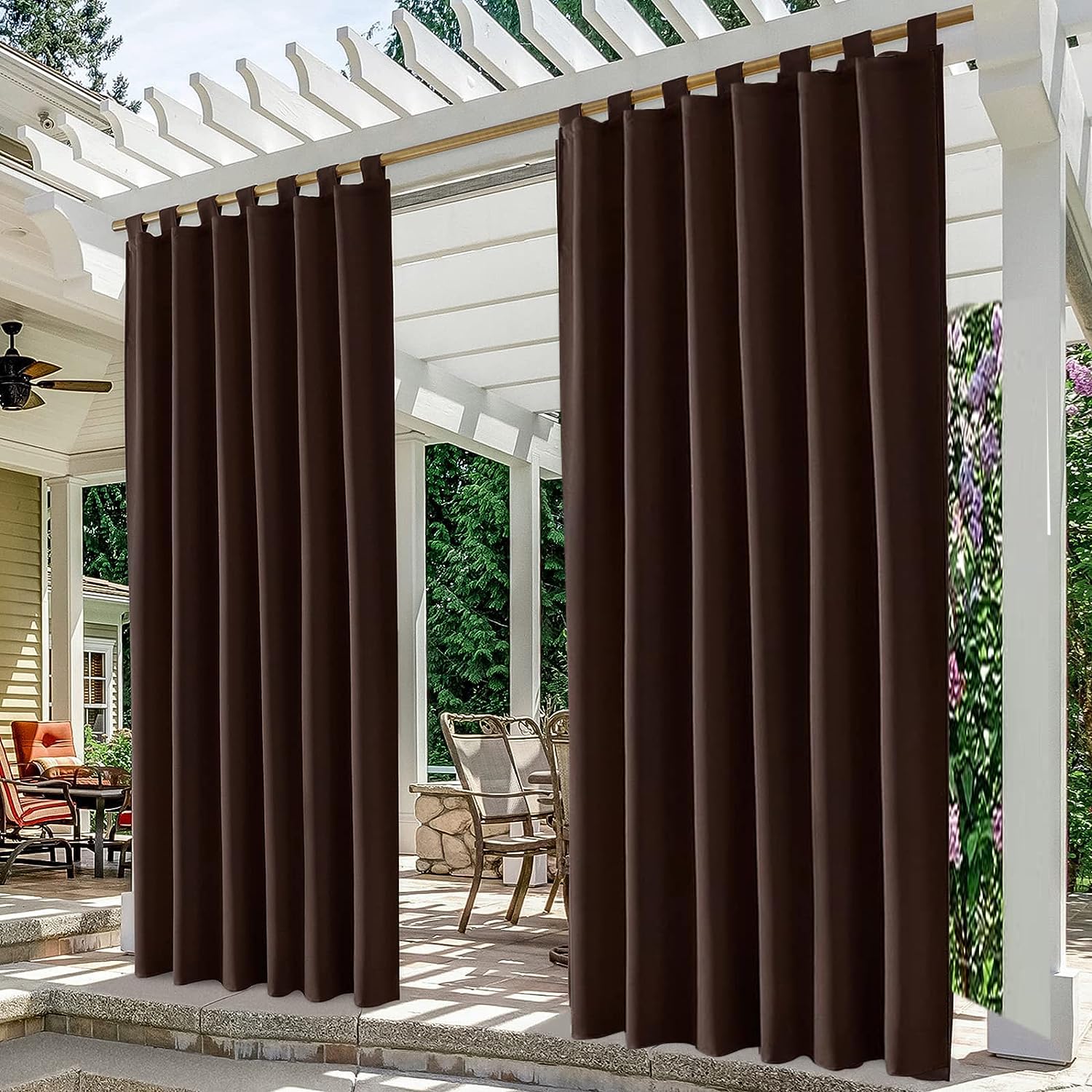 Waterproof Outdoor Curtains - Grey, 4.5x7 Feet (Pack of 2) -4 Waterproof Outdoor Curtains - Grey, 4.5x7 Feet (Pack of 2) -4