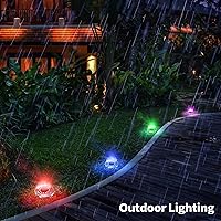 Vista 5 de Brizled - Paquete de 12 luces solares multicolor de disco, para tierra, con 16 led impermeables para jardín, aire libre, iluminación de paisaje
