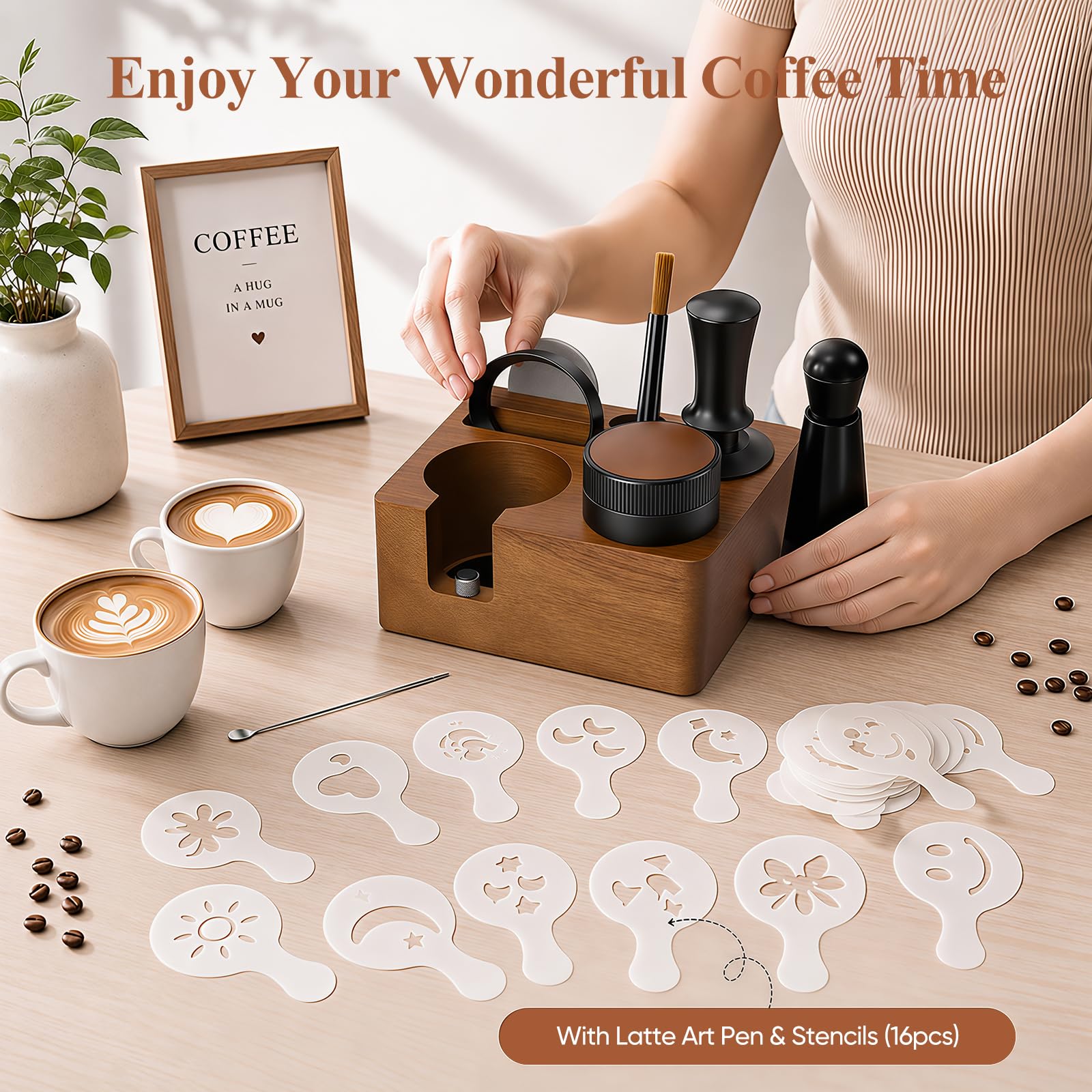 Kit Barista 9 Piezas, Tamper de Café de 51mm, Accesorios de Espresso | Barista Accesorios Cafetera con Tamper, Distribuidor, WDT Tool, para Máquina Espresso Portafiltro