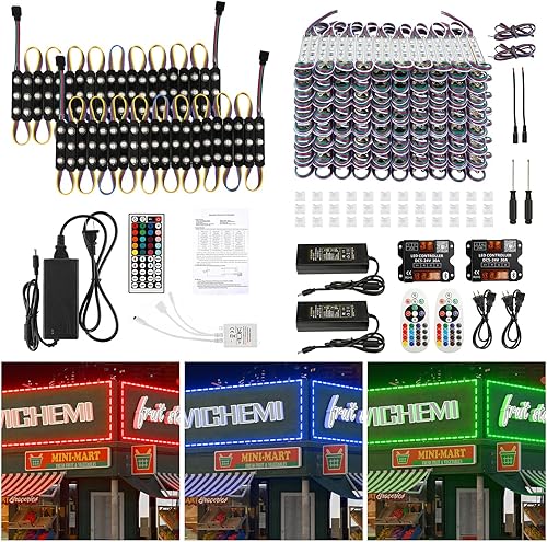 WICHEMI 400 luces LED para escaparate de 200 pies, control de aplicación Bluetooth, módulos LED SMD RGB 5050 SMD + módulo LED 5050 SMD RGB de 200