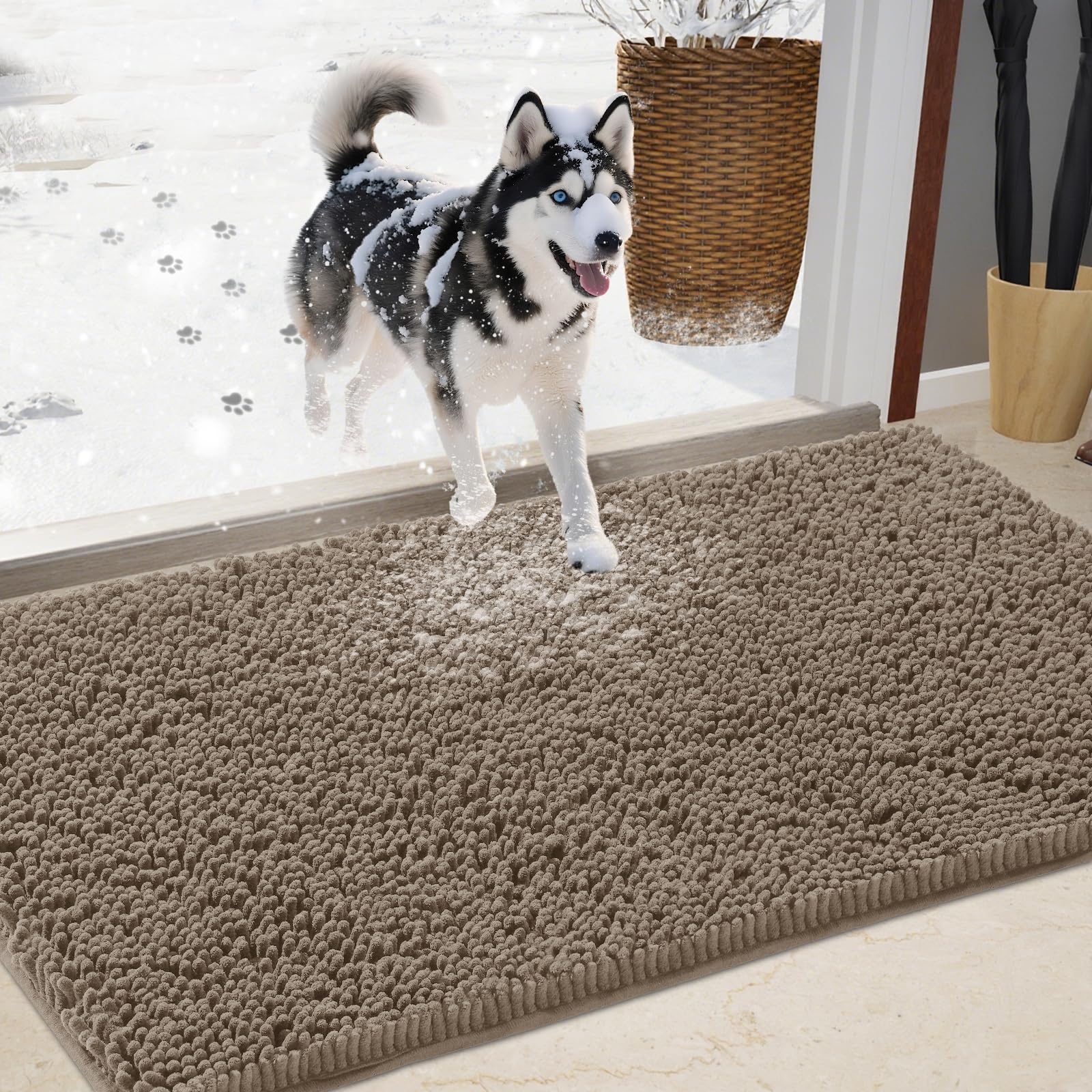 Amyracel Saugfähige Hundefußmatte, 152 X 61 Cm – Rutschfest, Waschbar, Für Schlammige Pfoten