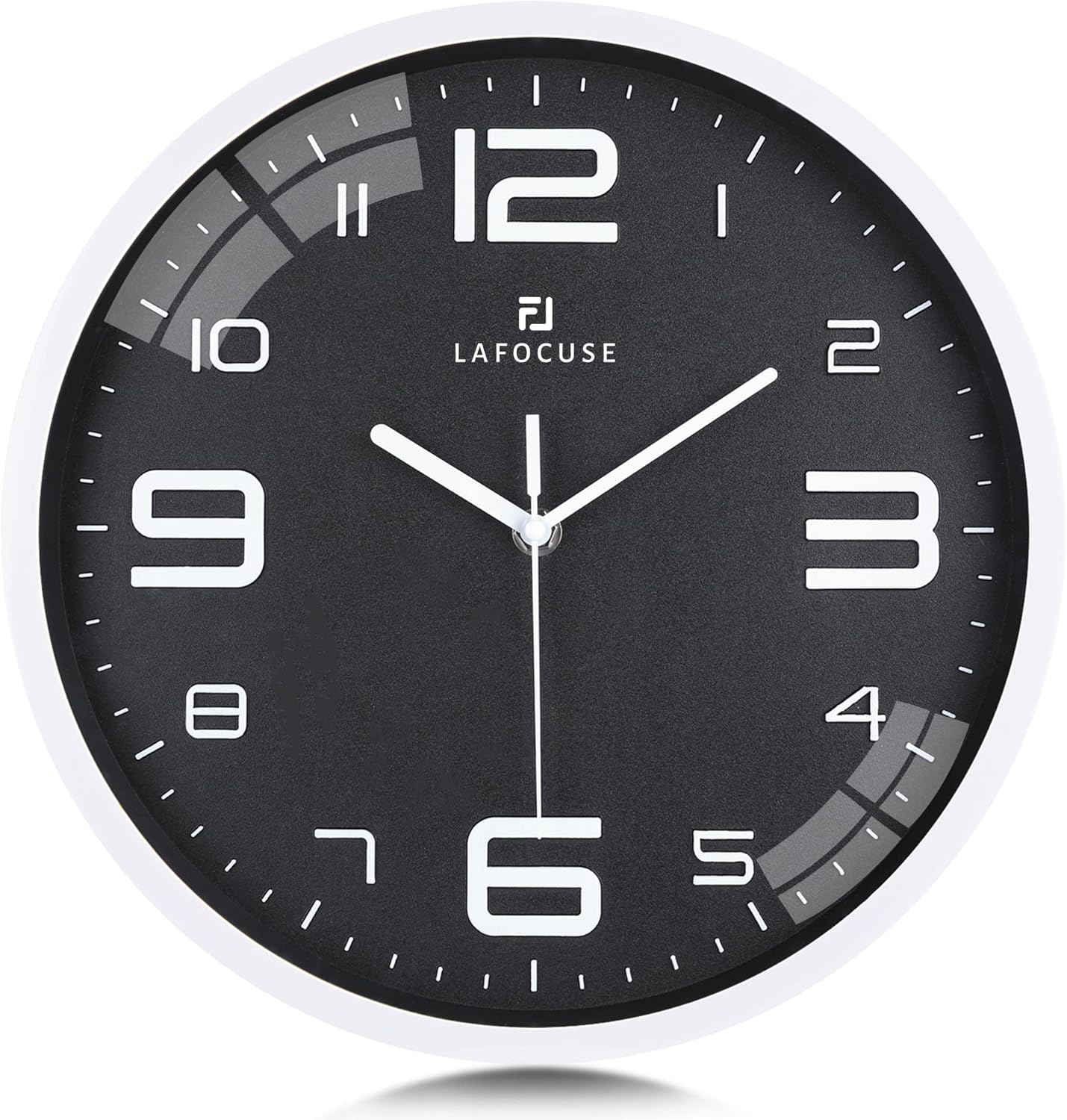Lafocuse 3D Large Number Silent NonTicking Black Wall Clock Battery