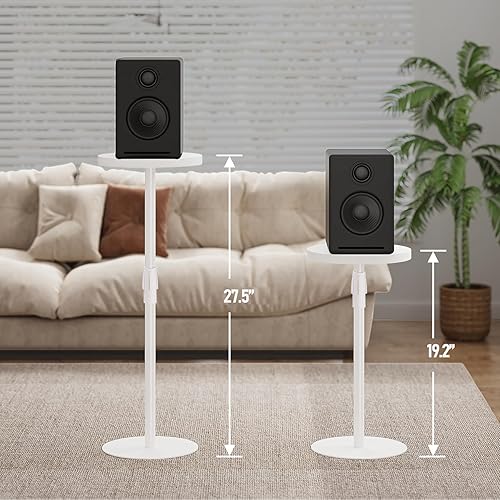 Miniatura 9 de TUTOTAK Mesa auxiliar redonda alta, mesa auxiliar pequeña, juego de 2, mesa de bebida, mesa auxiliar de pedestal, sala de estar, blanco TB01BW096