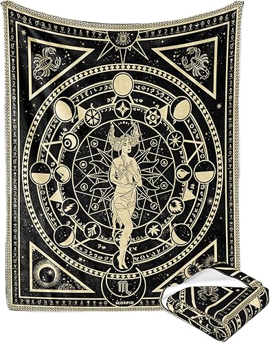 Regalos de escorpio, manta de escorpio regalos para mujer, manta de constelación de luna, decoración del zodiaco, regalos de brujas, manta suave de